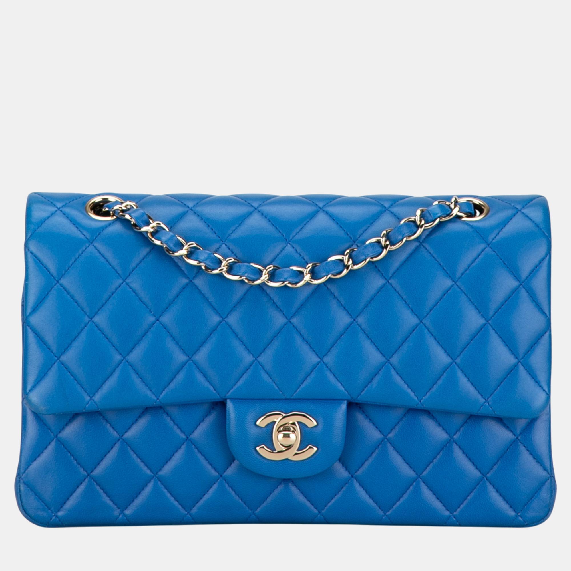 

Chanel Blue Medium Classic Lambskin Double Flap