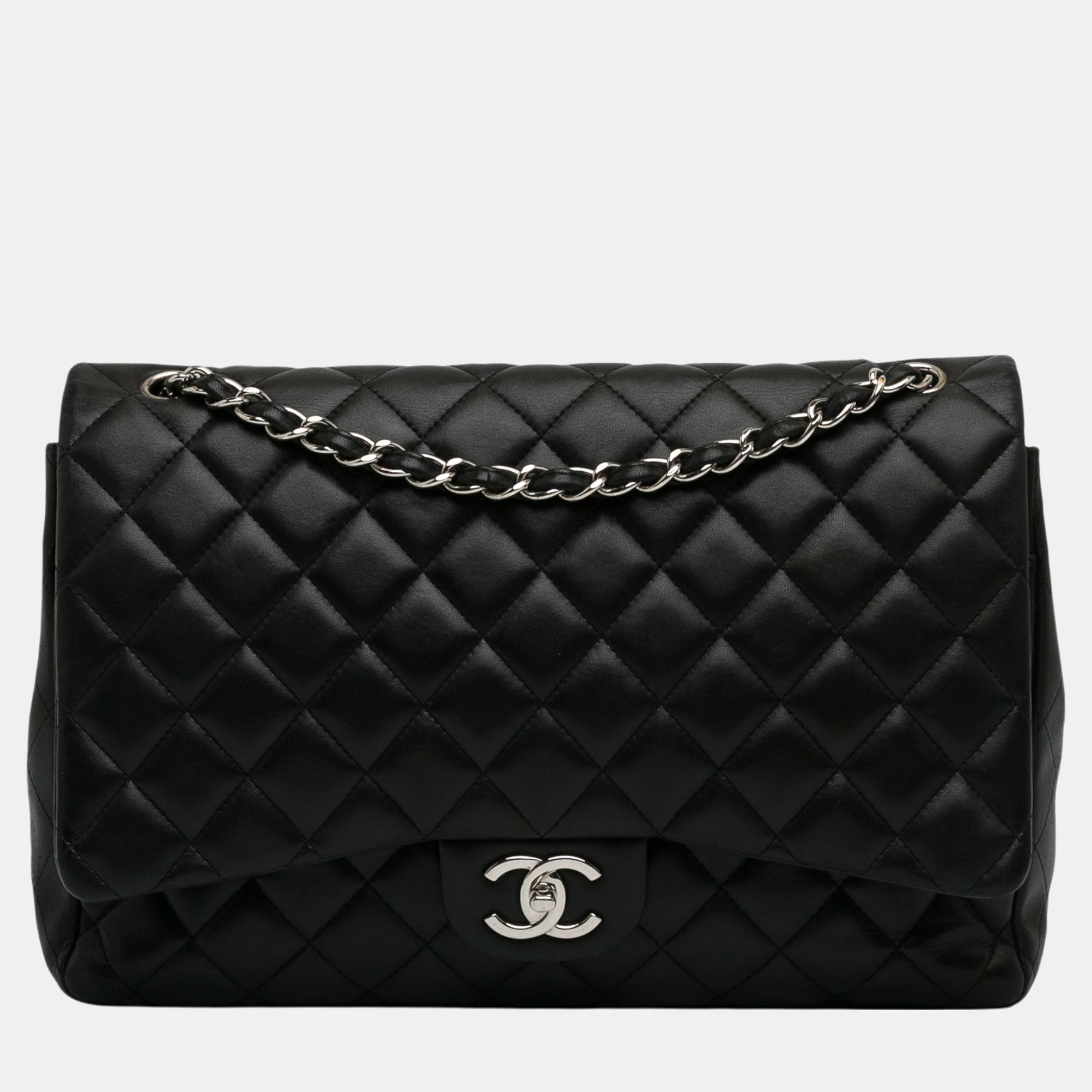 

Chanel Black Maxi Classic Lambskin Double Flap