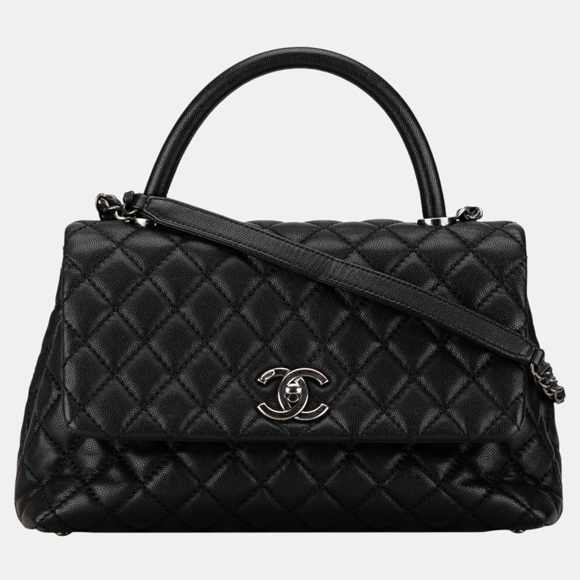 

Chanel Black Small Caviar Coco Top Handle Bag