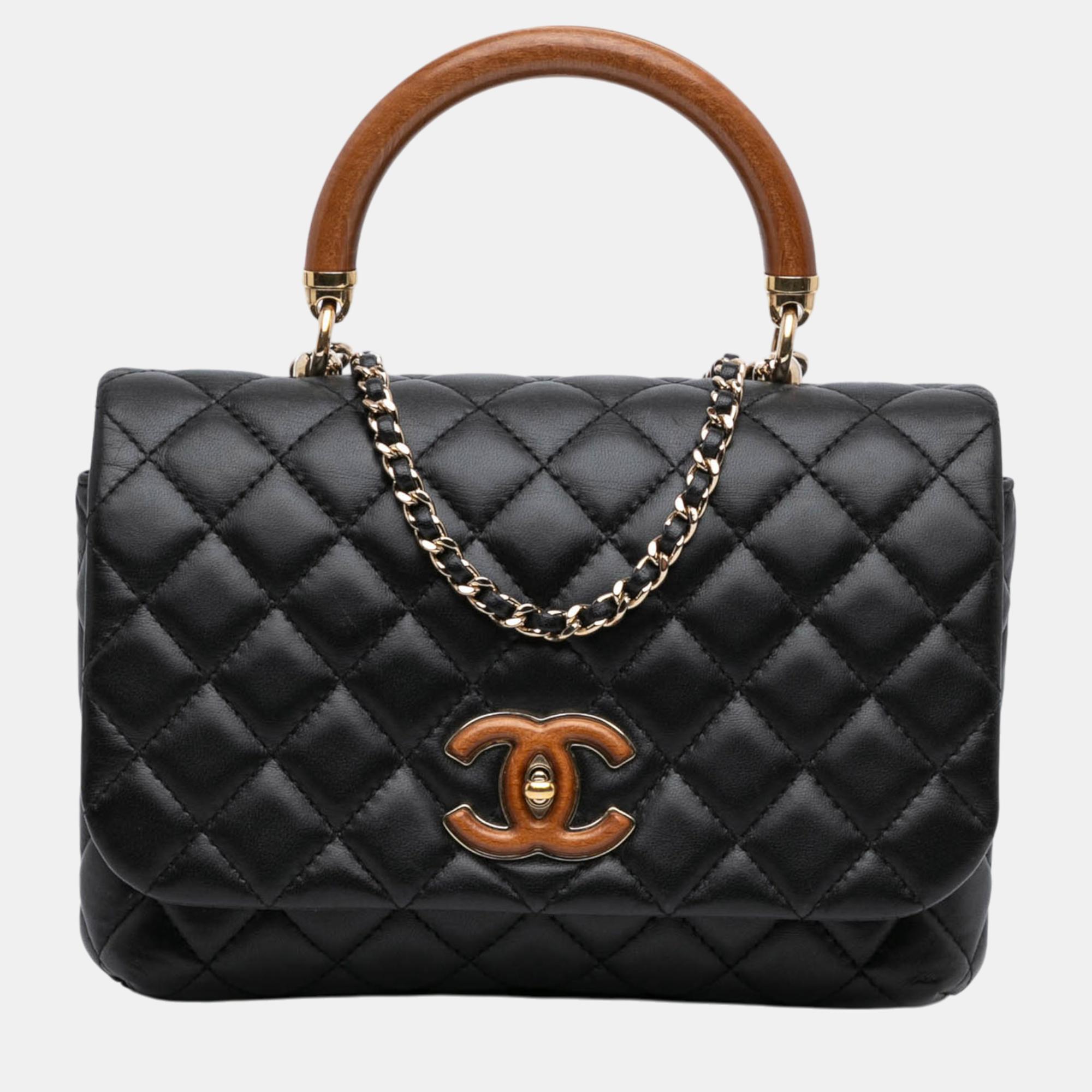 

Chanel Black Quilted Lambskin Knock on Wood Satchel