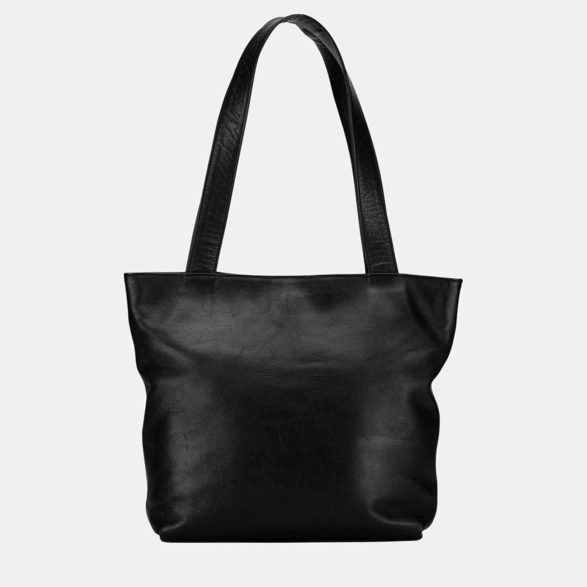 

Chanel Black Embossed Lambskin CC Tote