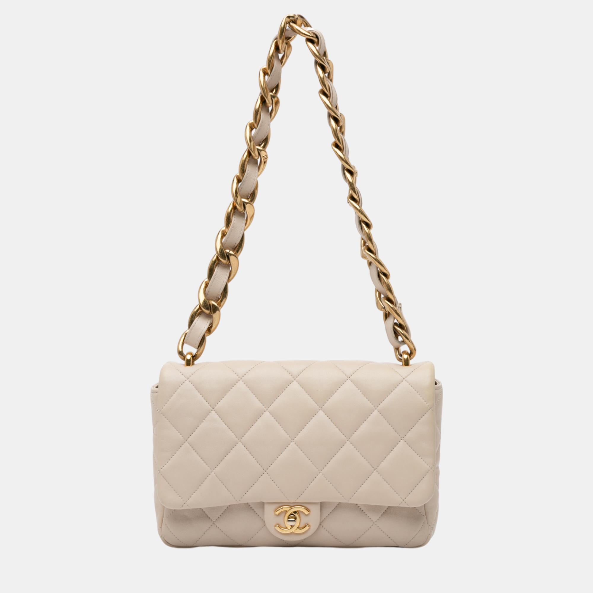 

Chanel Beige Large Quilted Lambskin Funky Town Flap