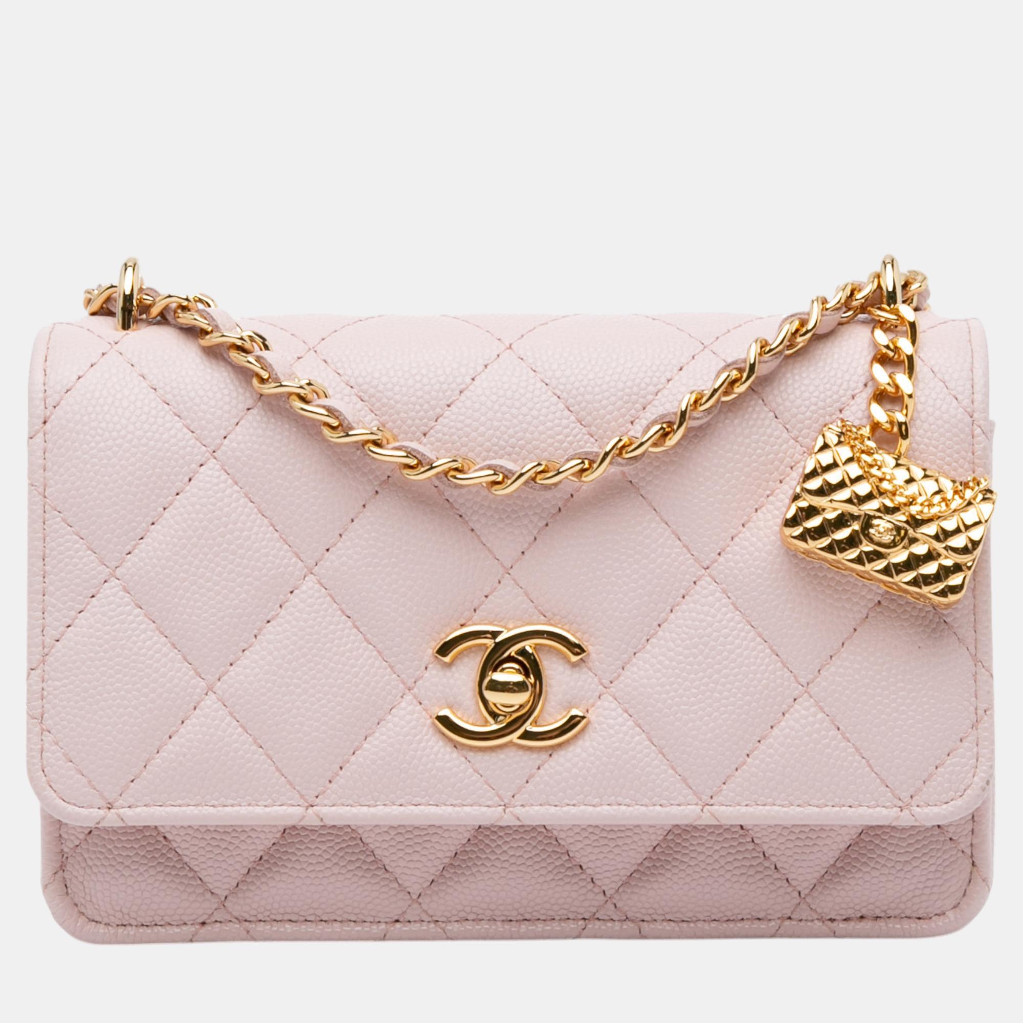 

Chanel Pink Caviar Flap Charm Wallet on Chain