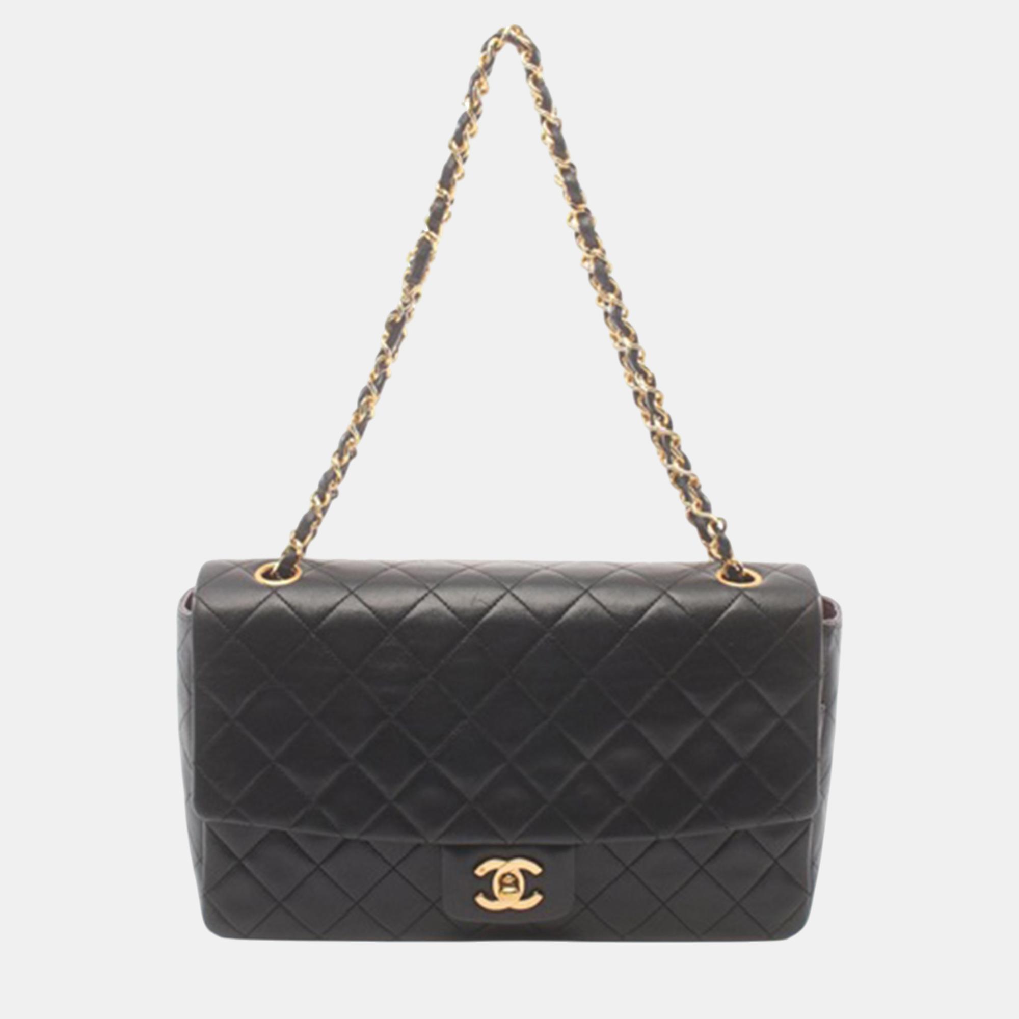 

Chanel Black CC Quilted Lambskin Single Flap