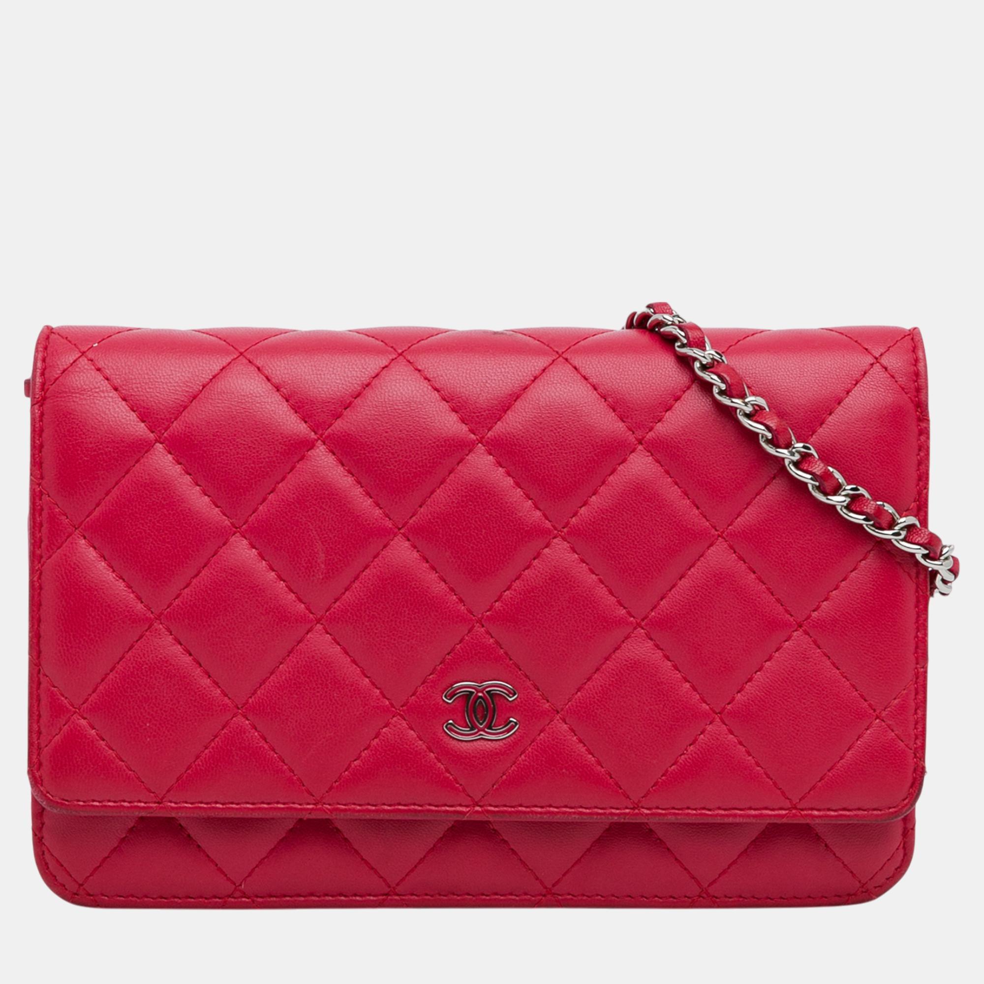 

Chanel Pink Classic Lambskin Wallet on Chain