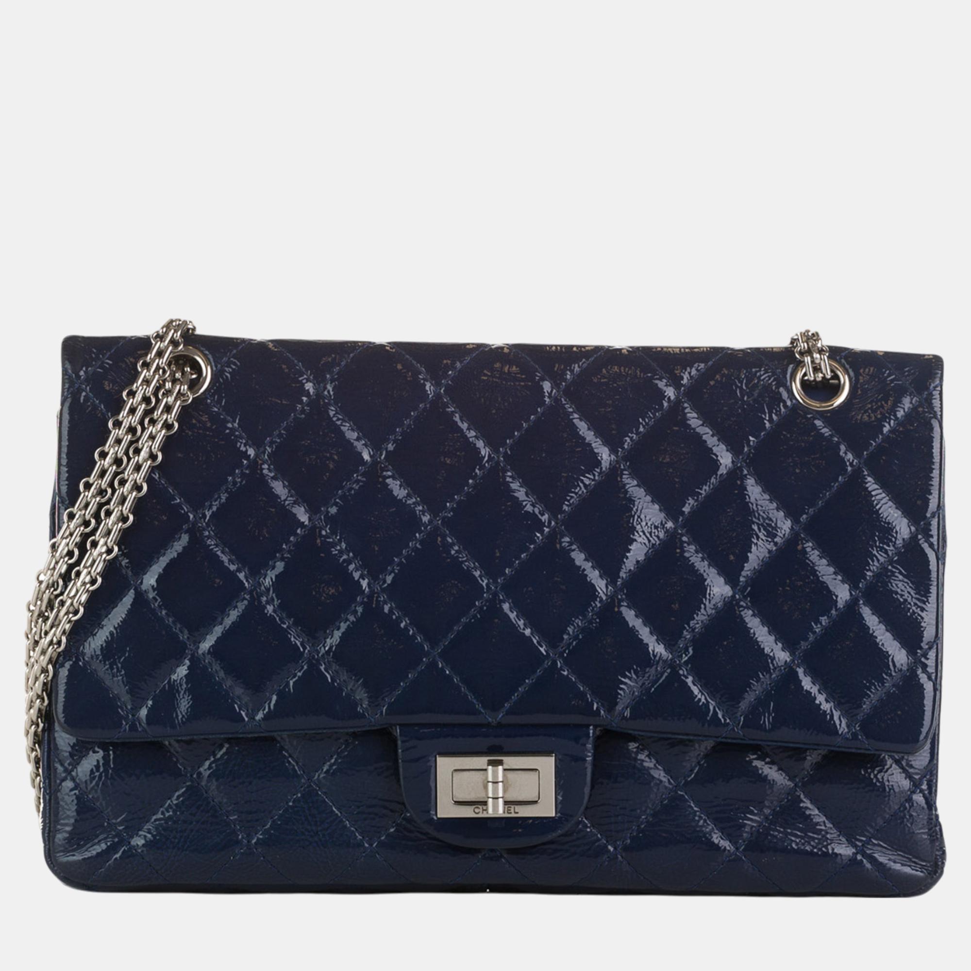 

Chanel Blue Reissue 226 Patent Leather Double Flap