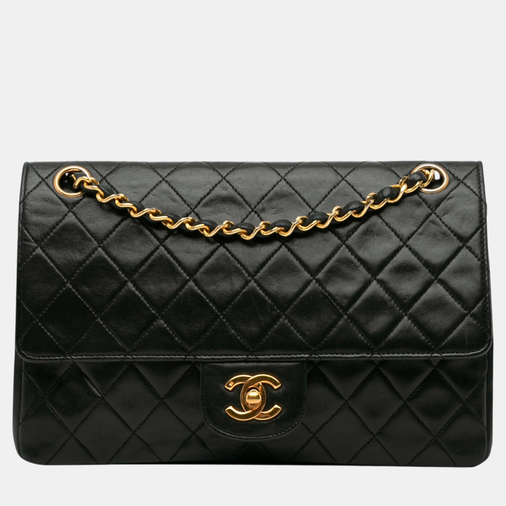 

Chanel Black Medium Quilted Lambskin Double Flap