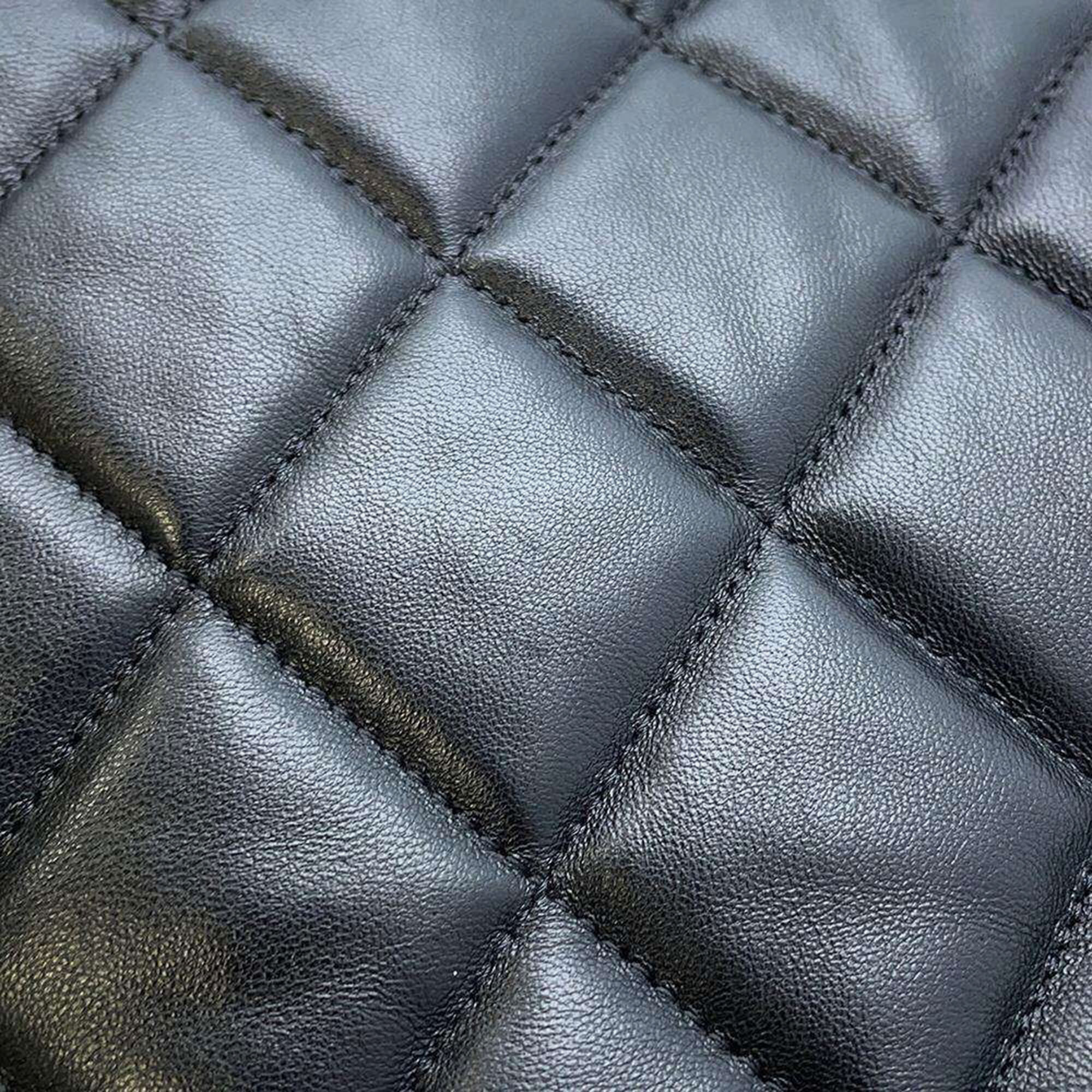 Chanel Black Lambskin Matelasse Side Chain Shoulder Bag 