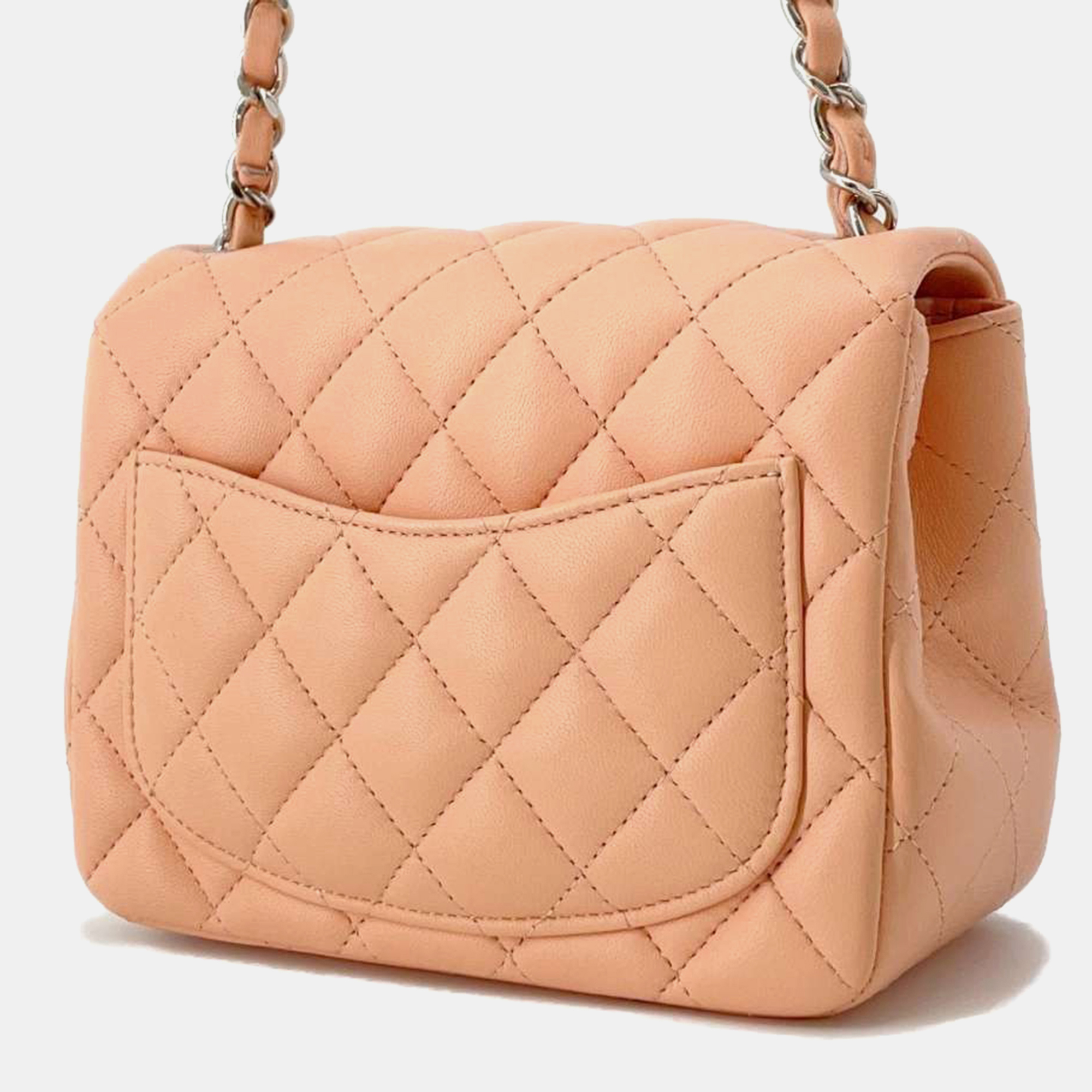 Chanel Pink Lambskin Mini Matelasse Chain shoulder Bag Size 18 