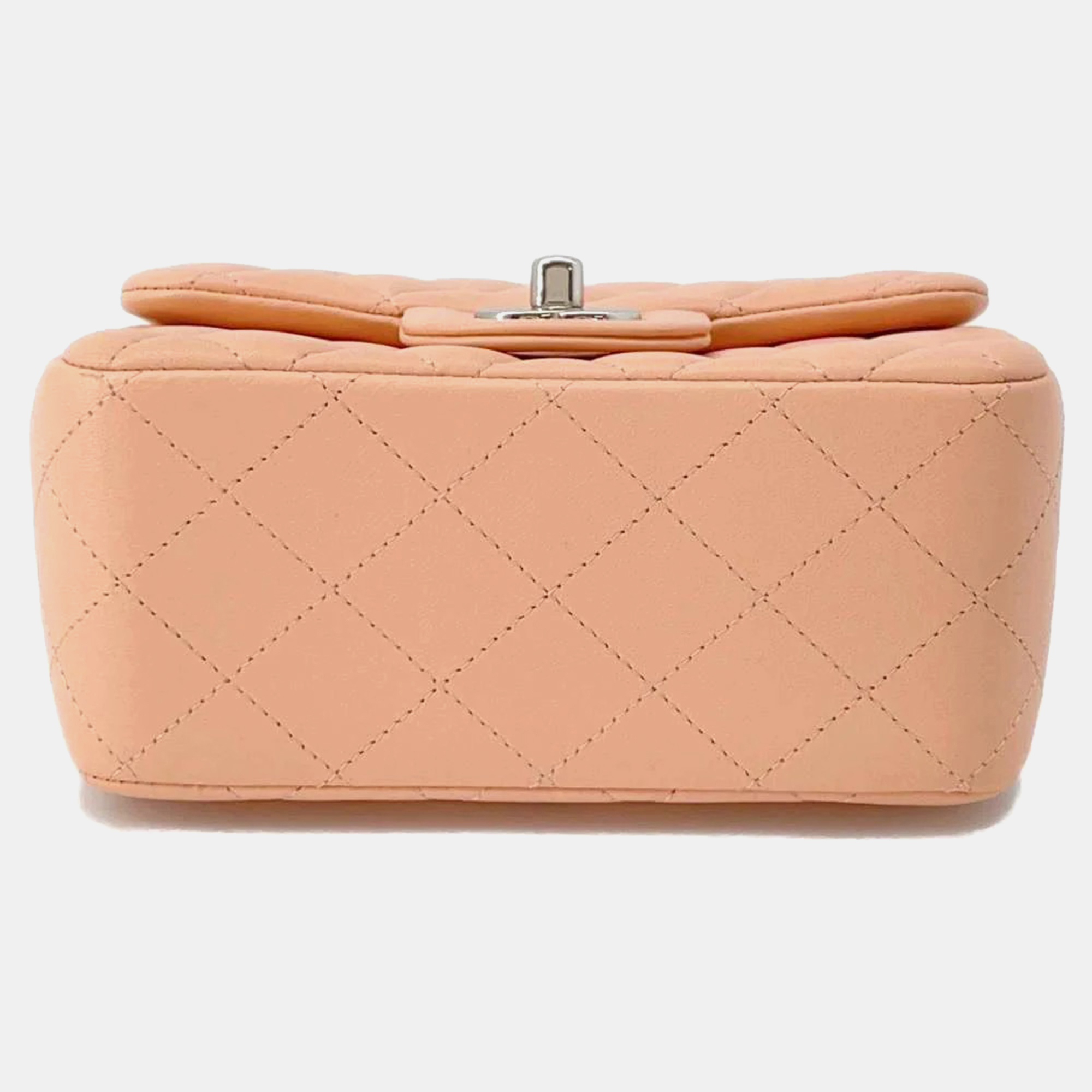 Chanel Pink Lambskin Mini Matelasse Chain shoulder Bag Size 18 