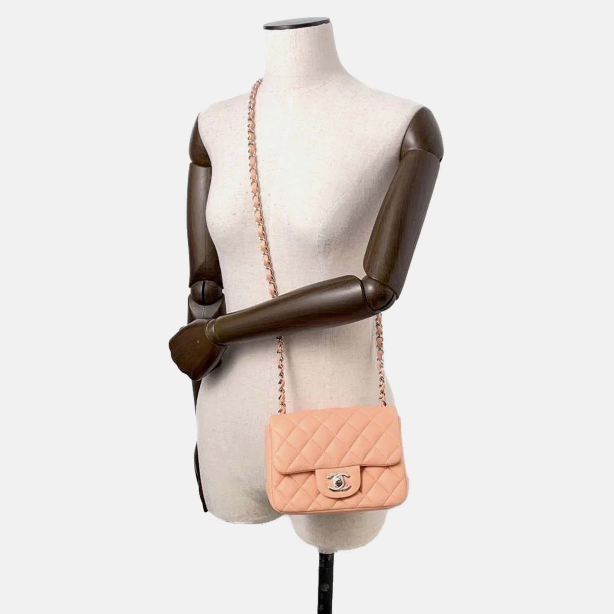 Chanel Pink Lambskin Mini Matelasse Chain shoulder Bag Size 18 