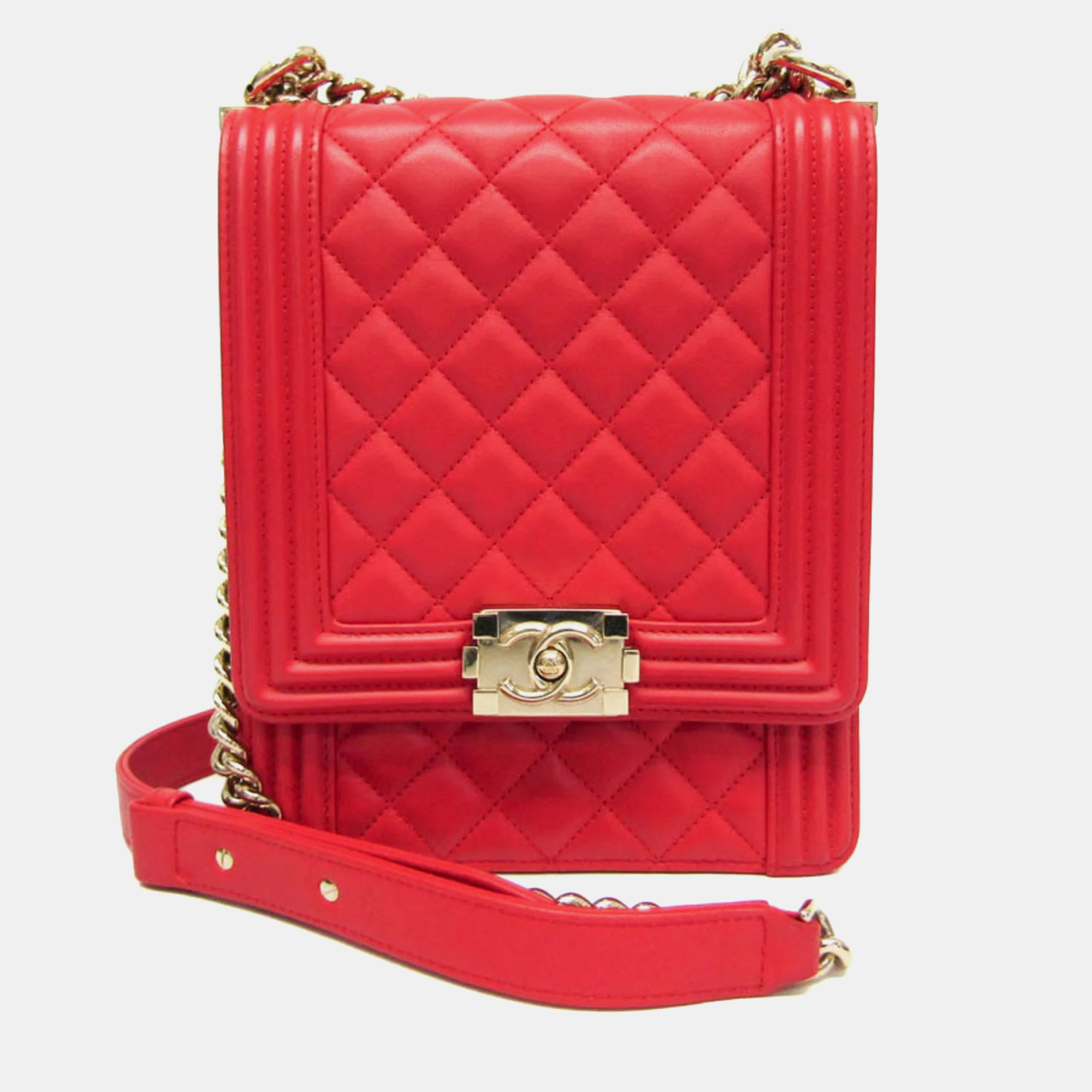 

Chanel Red Boy Chanel Leather Shoulder Bag