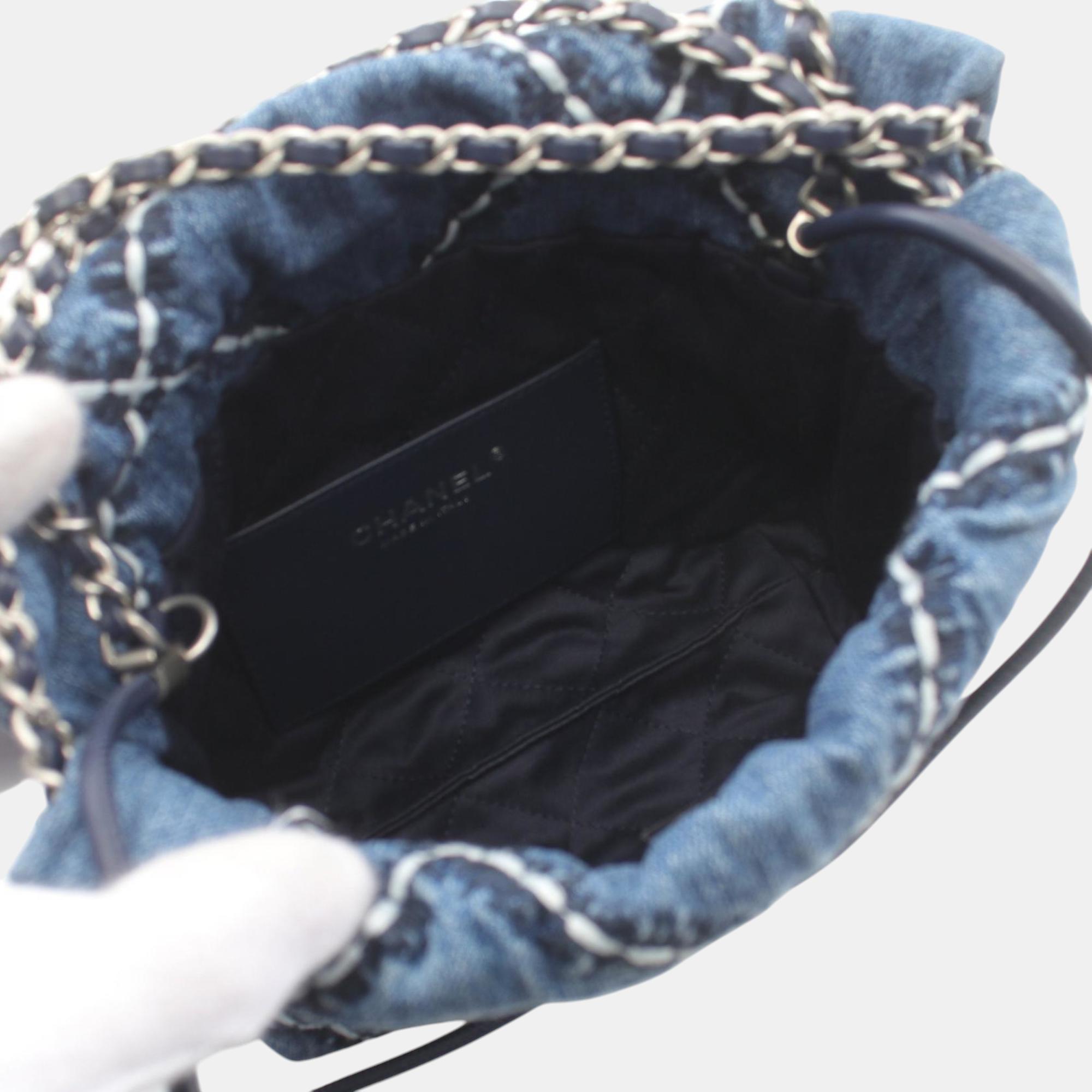 Chanel Navy Denim 22 Shoulder Bag 