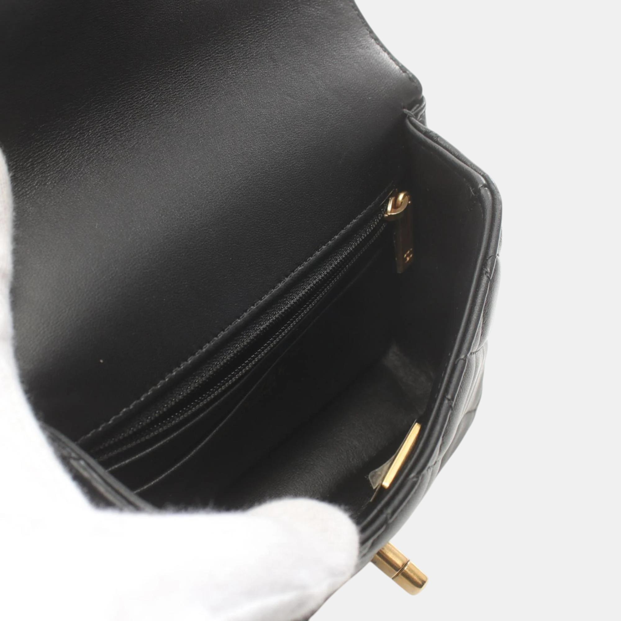 Chanel Black Lambskin Matelasse Shoulder Bag 