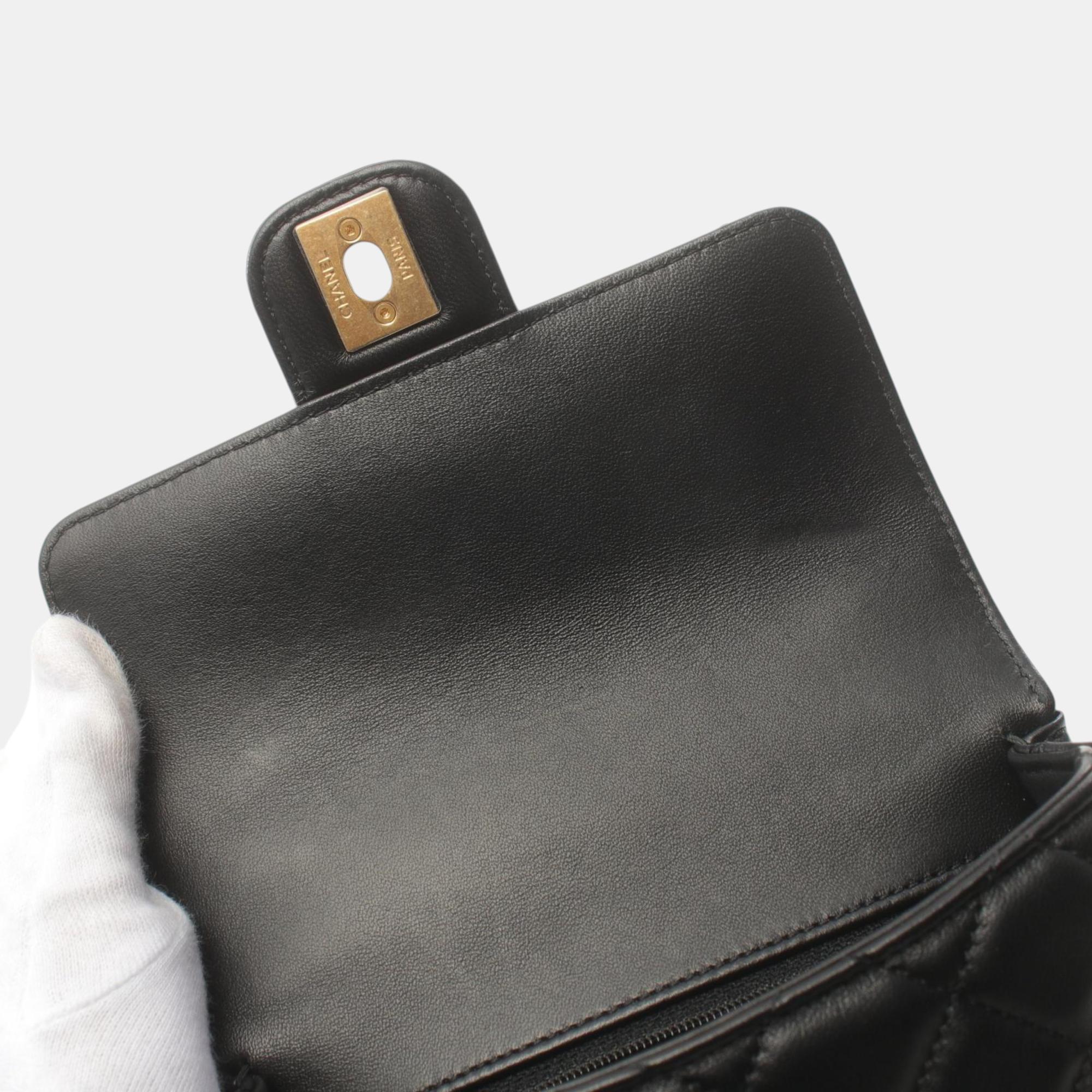 Chanel Black Lambskin Matelasse Shoulder Bag 