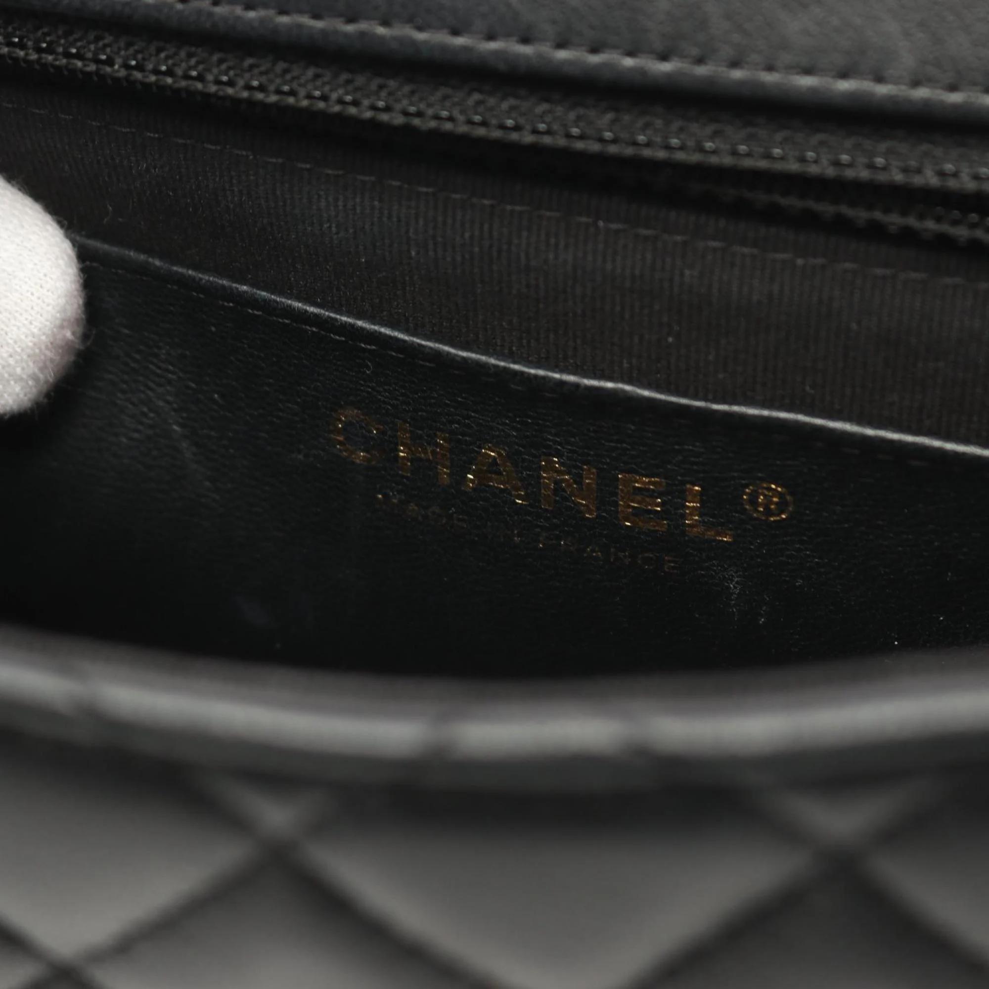 Chanel Black Lambskin Matelasse Shoulder Bag 