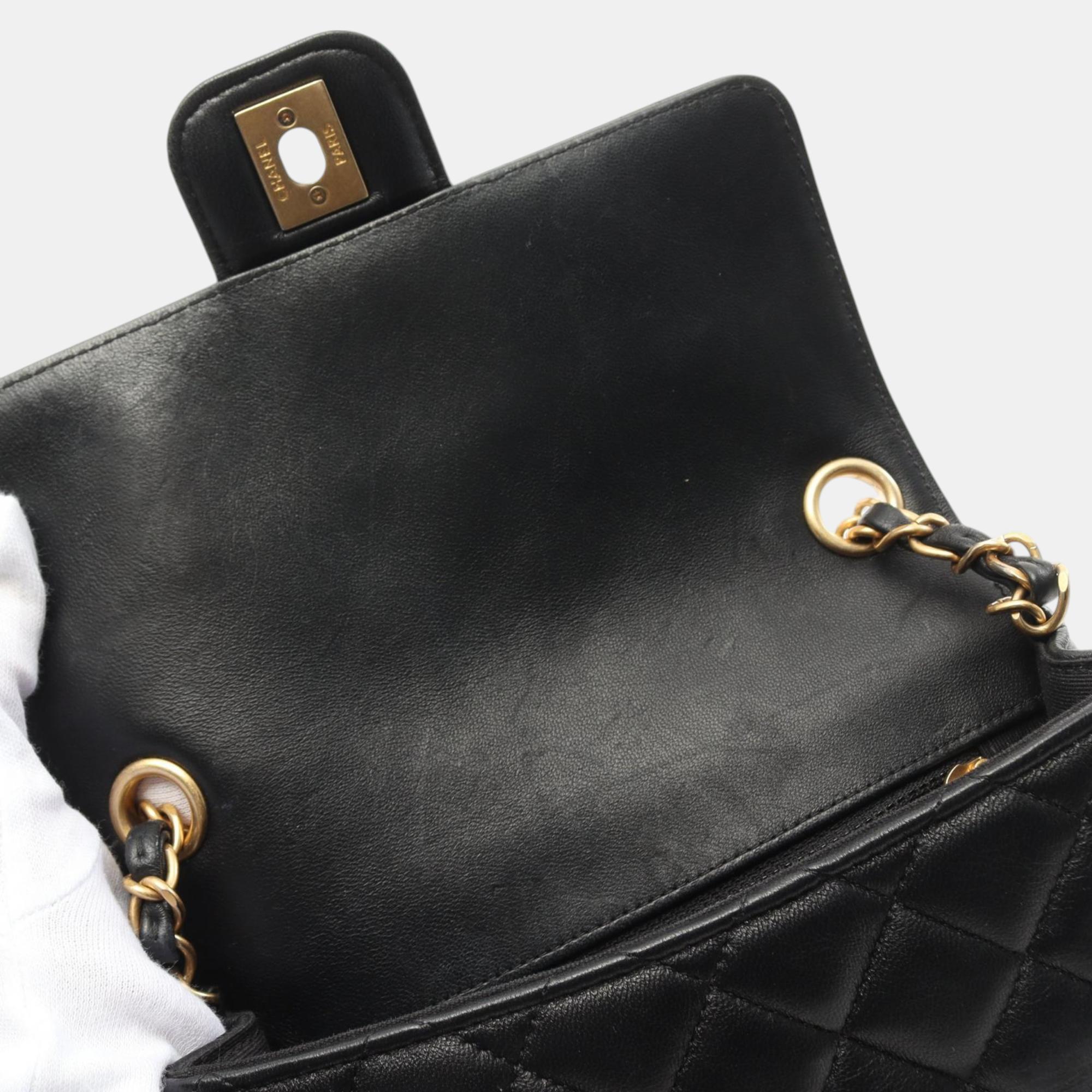 Chanel Black Lambskin Matelasse Shoulder Bag 