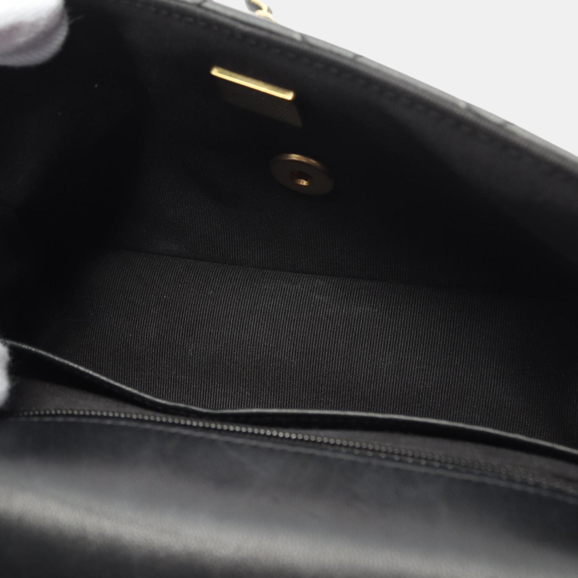 Chanel Black Lambskin Matelasse Shoulder Bag 