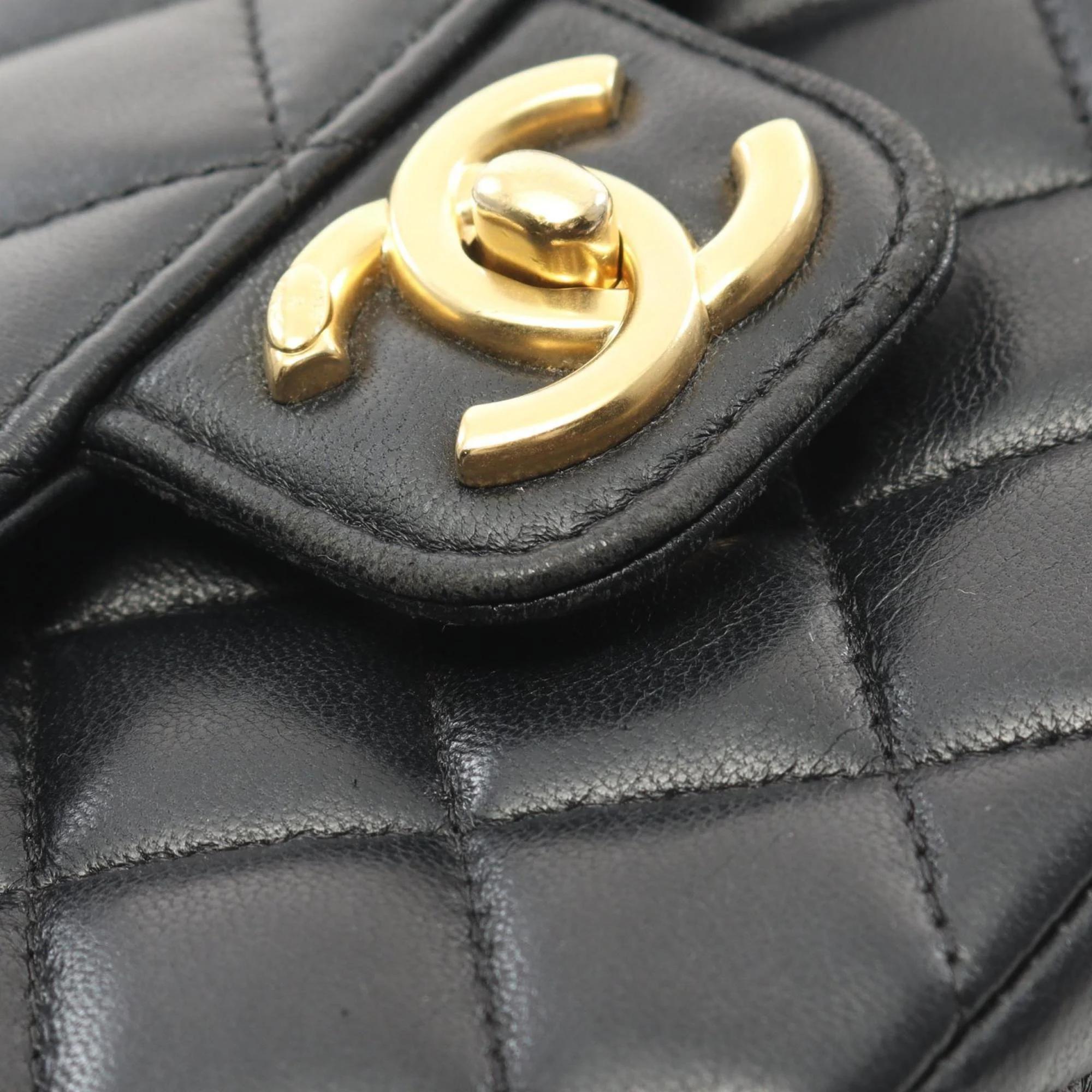 Chanel Black Lambskin Matelasse Shoulder Bag 