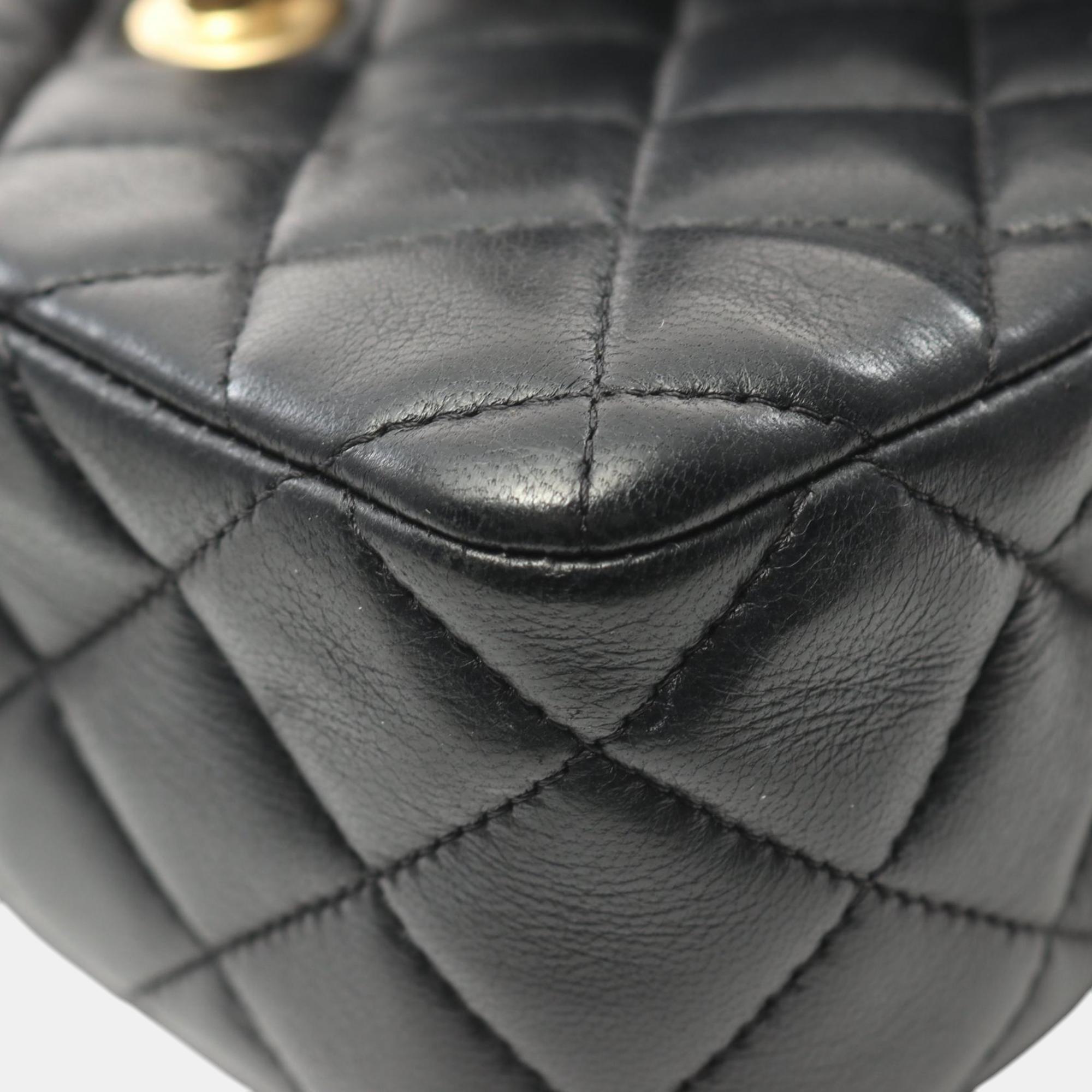 Chanel Black Lambskin Matelasse Shoulder Bag 