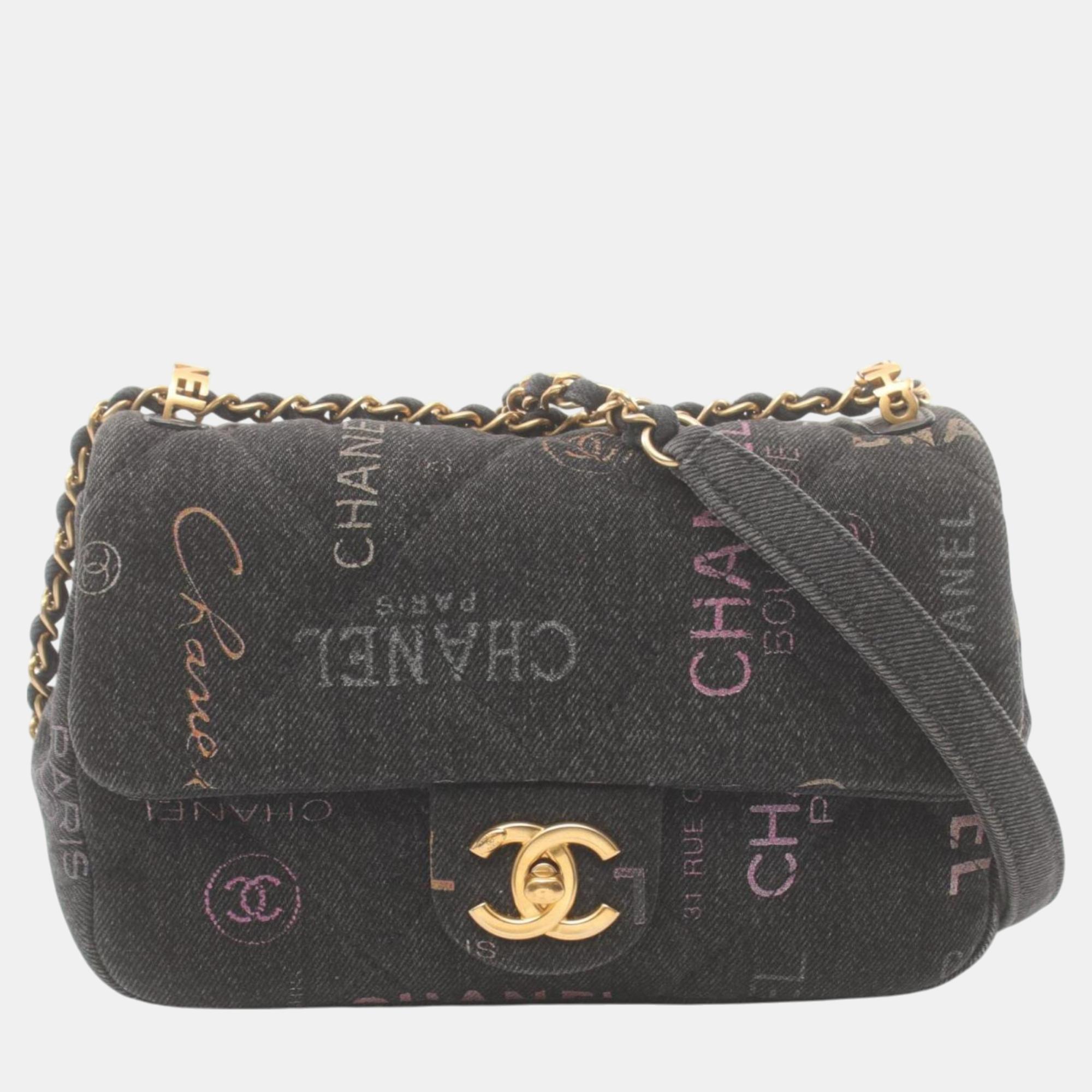 

Chanel Black Multicolor Denim Matelasse Small Flap Shoulder Bag