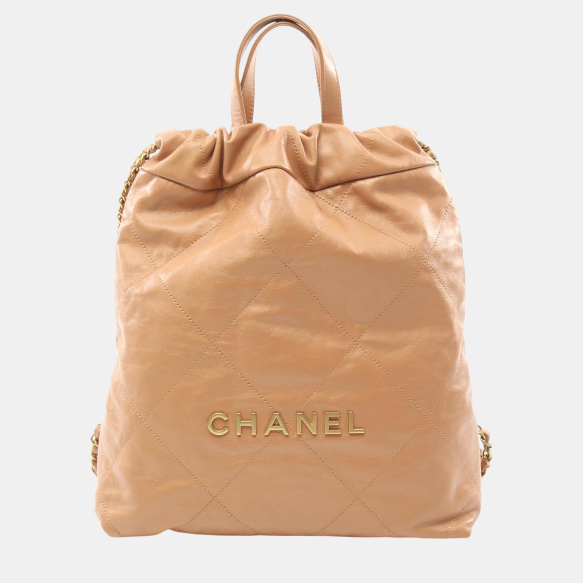 

Chanel Beige Leather Chanel 22 Backpack
