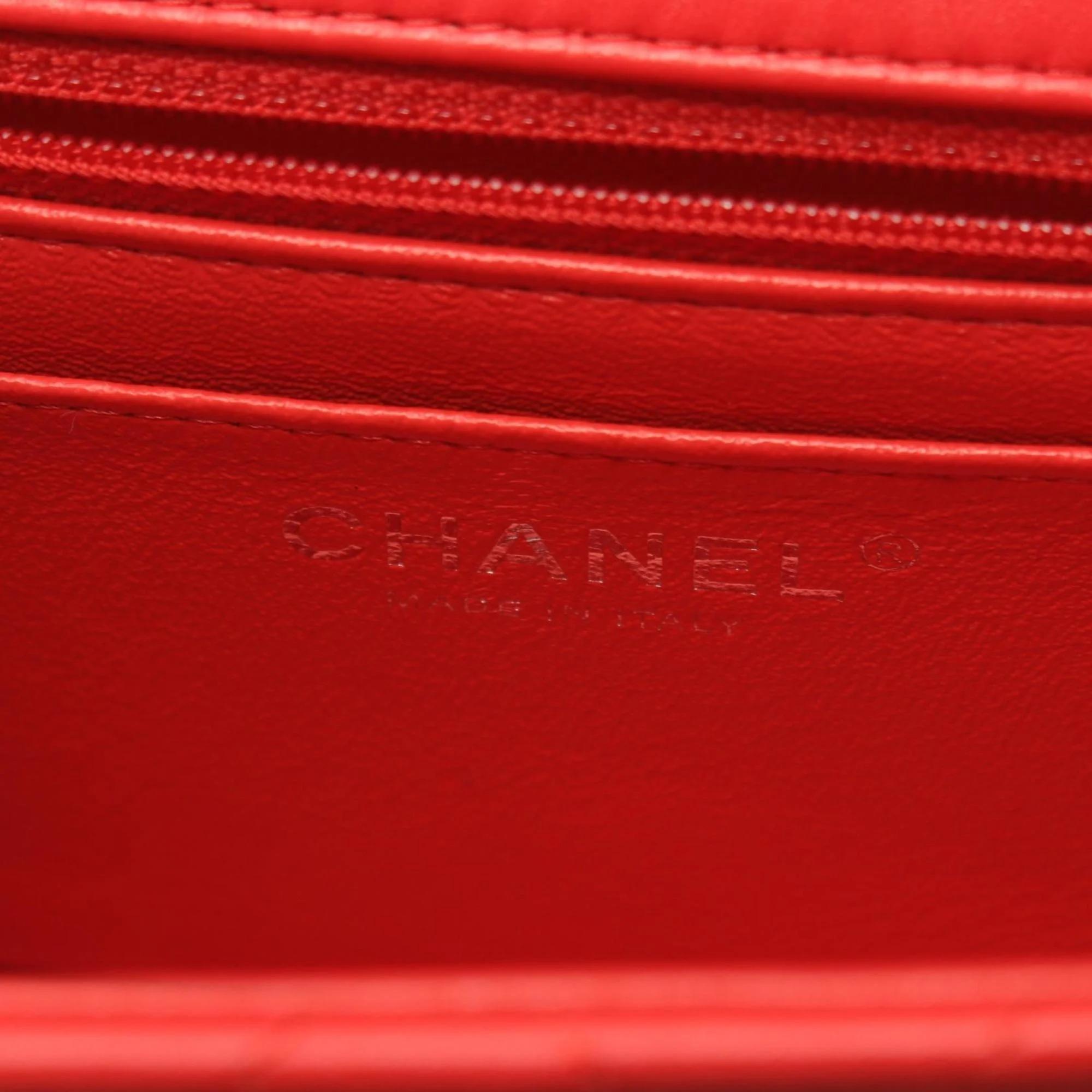 Chanel Red Lambskin Matelasse Shoulder Bag 