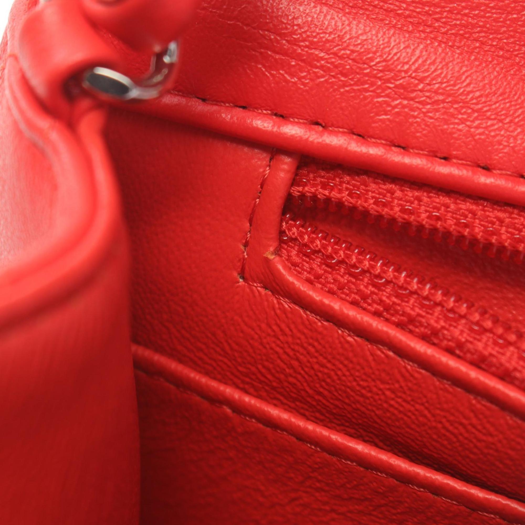 Chanel Red Lambskin Matelasse Shoulder Bag 