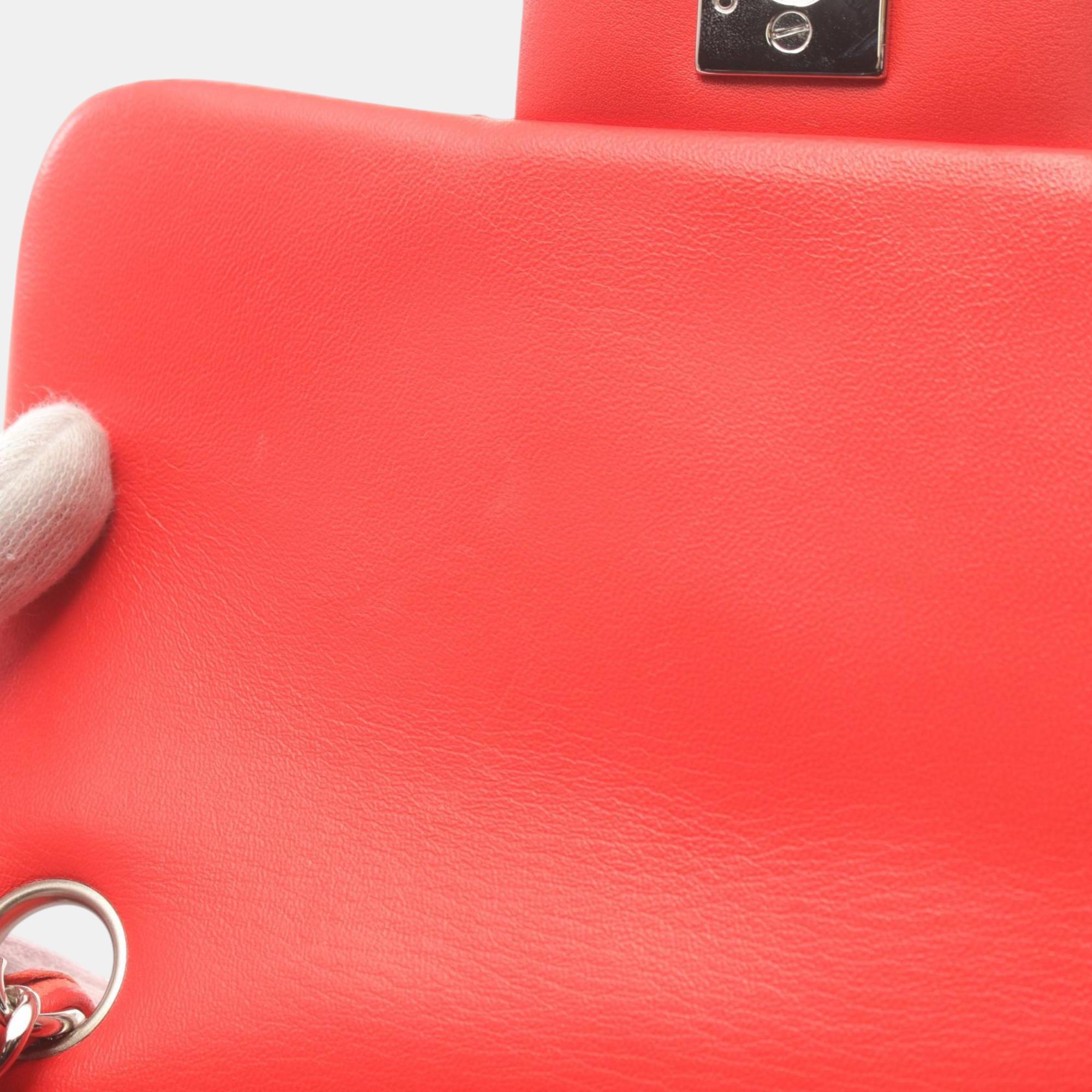 Chanel Red Lambskin Matelasse Shoulder Bag 