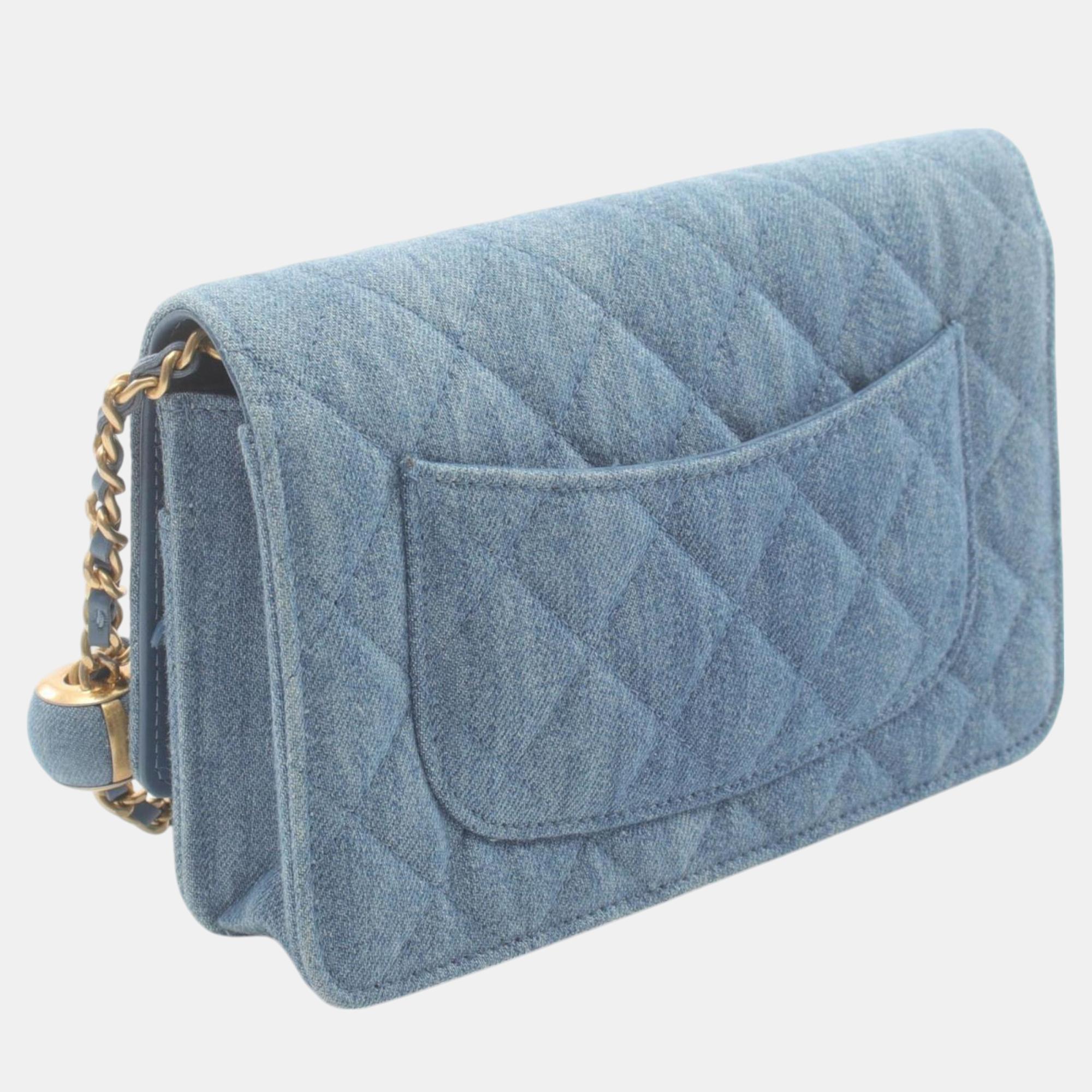 Chanel Denim Blue Matelasse Shoulder Bag 
