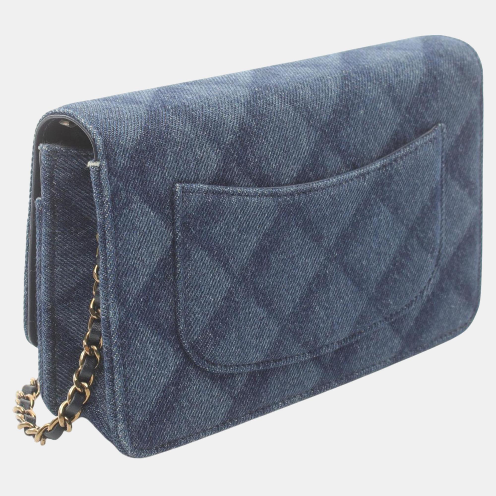 Chanel Navy Denim Matelasse Shoulder Bag 