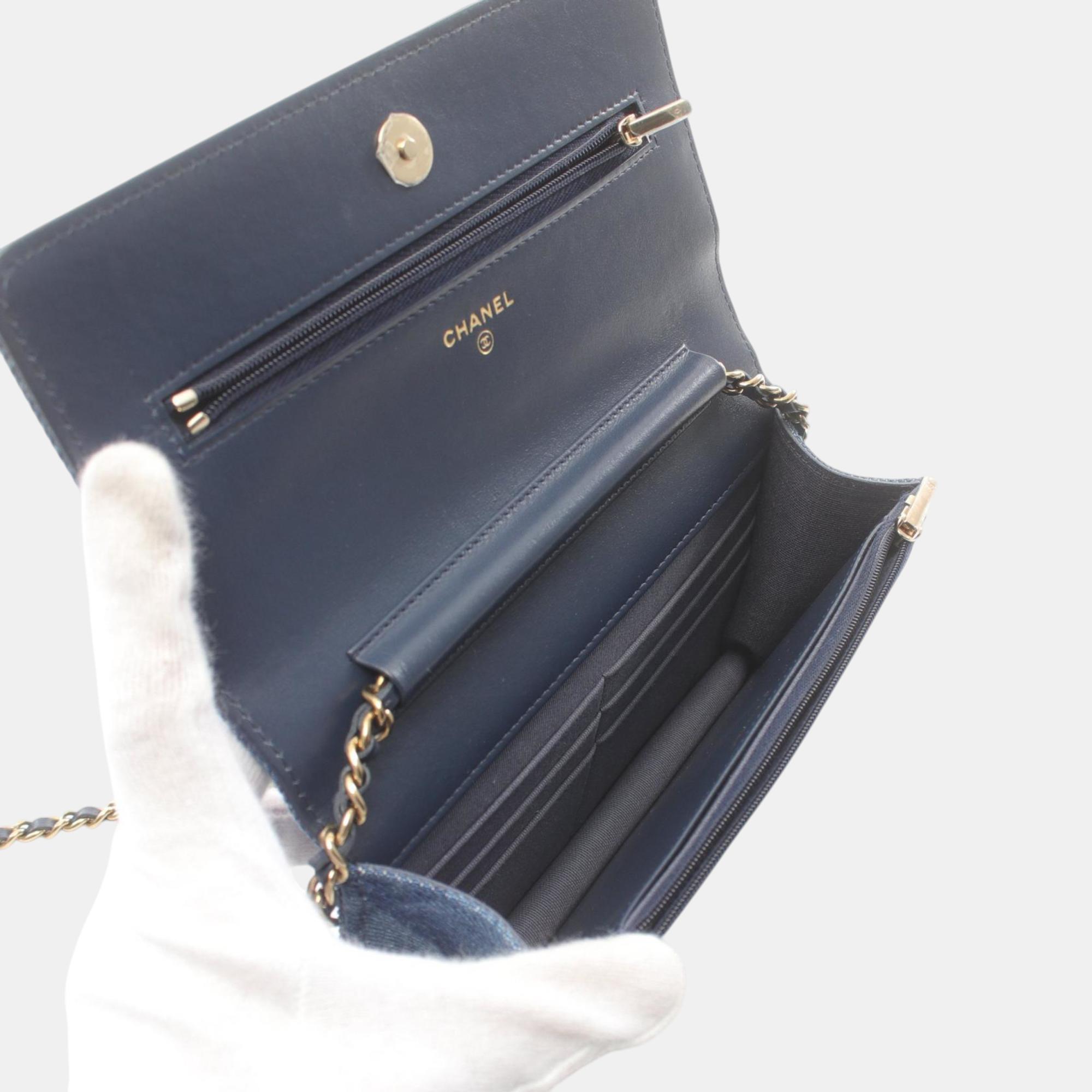 Chanel Navy Denim Matelasse Shoulder Bag 