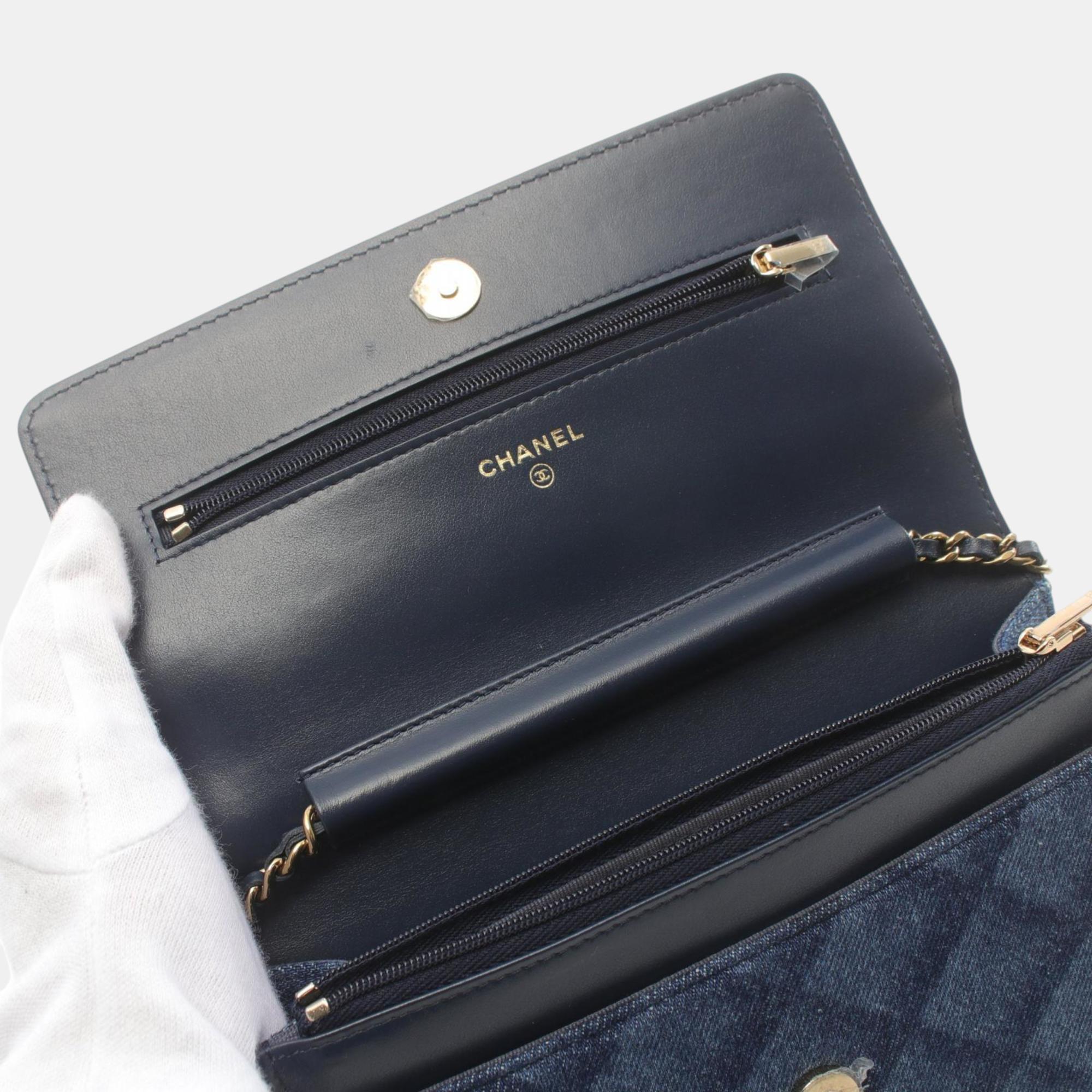 Chanel Navy Denim Matelasse Shoulder Bag 