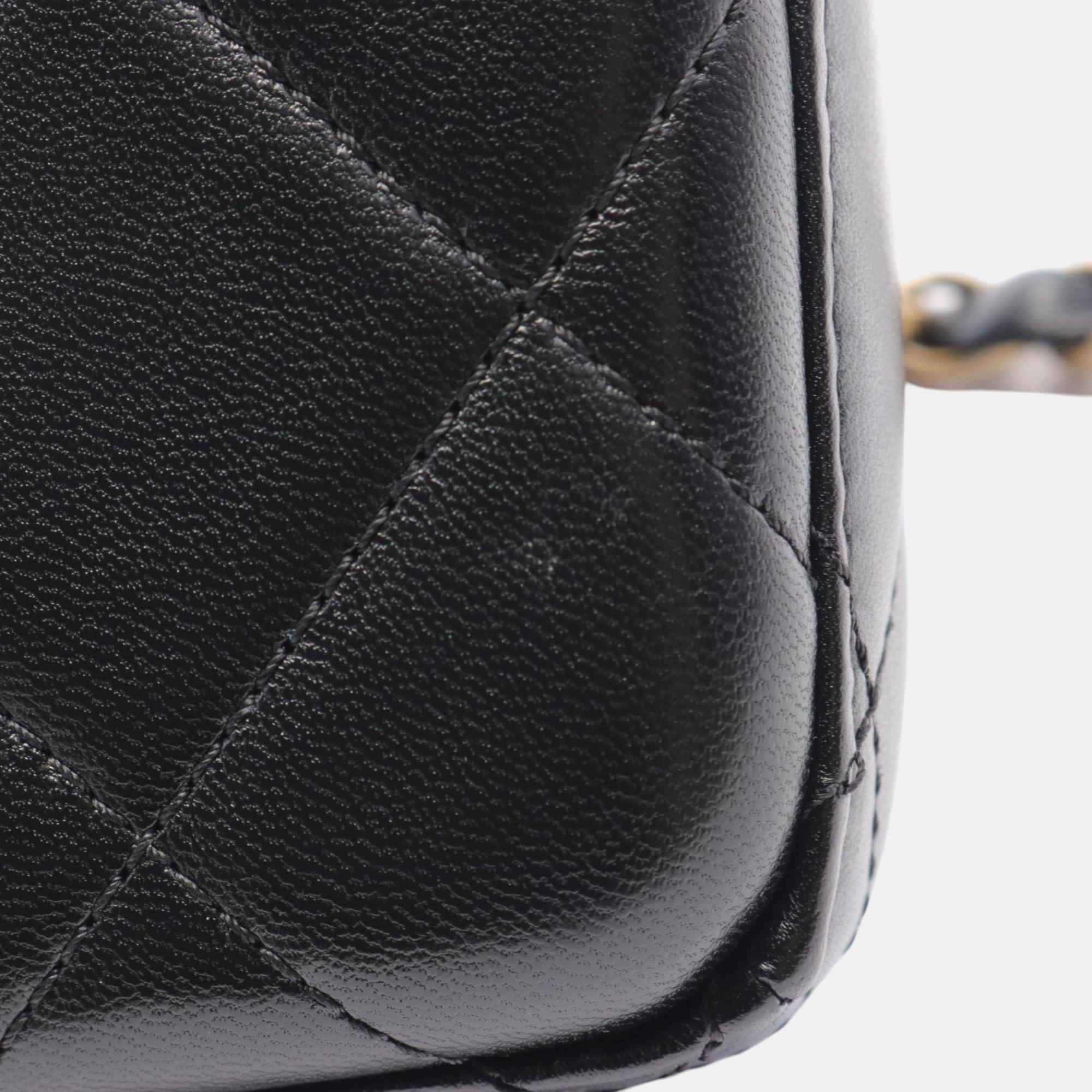 Chanel Black Lambskin Matelasse Box Shoulder Bag 