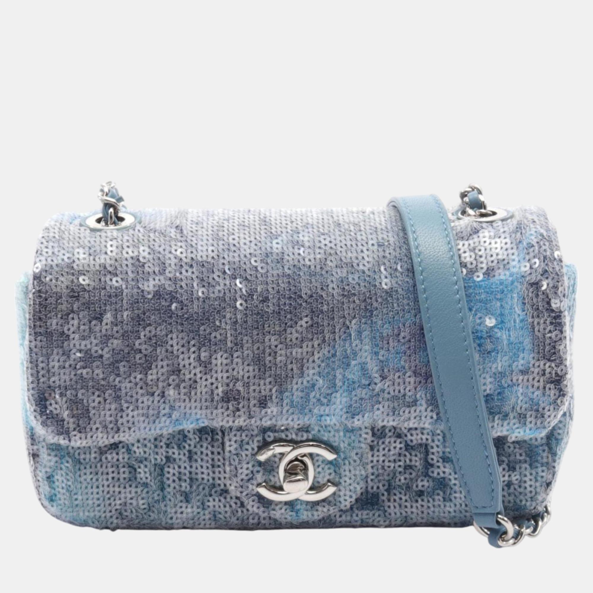 

Chanel Clear Blue Multicolor Sequins Coco Mark Shoulder Bag