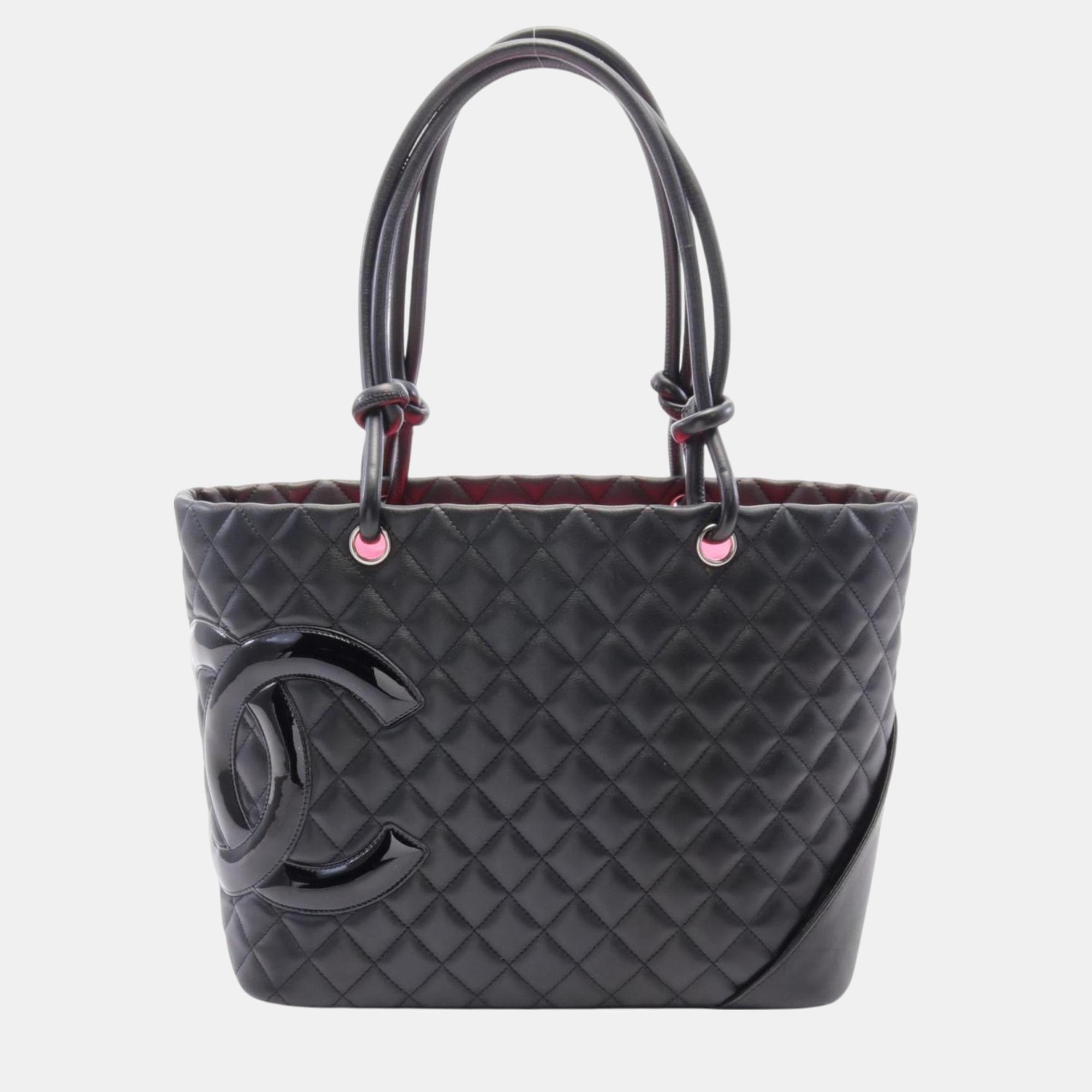 

Chanel Black Leather Cambon Line Large Tote Bag