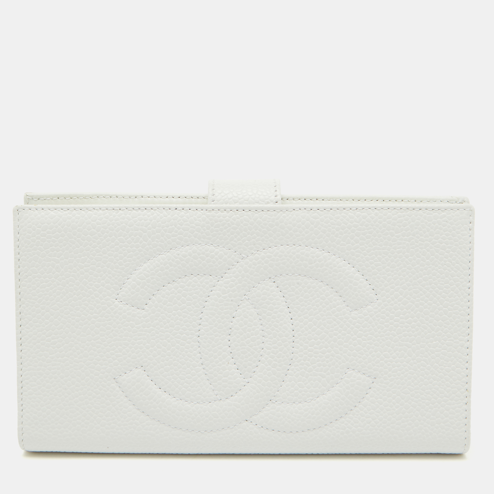 

Chanel White Caviar Leather CC Timeless Continental Wallet