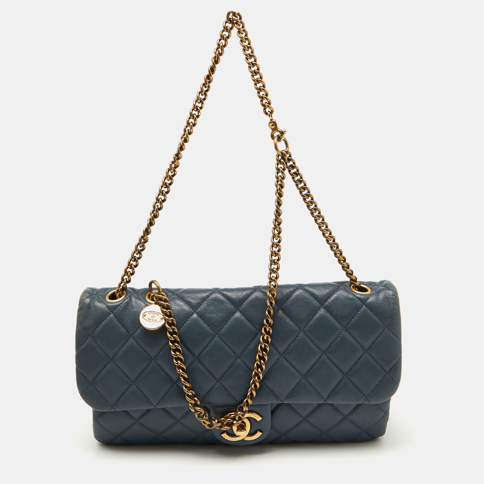 

Chanel Blue Quilted Leather CC Crown Flap Bag