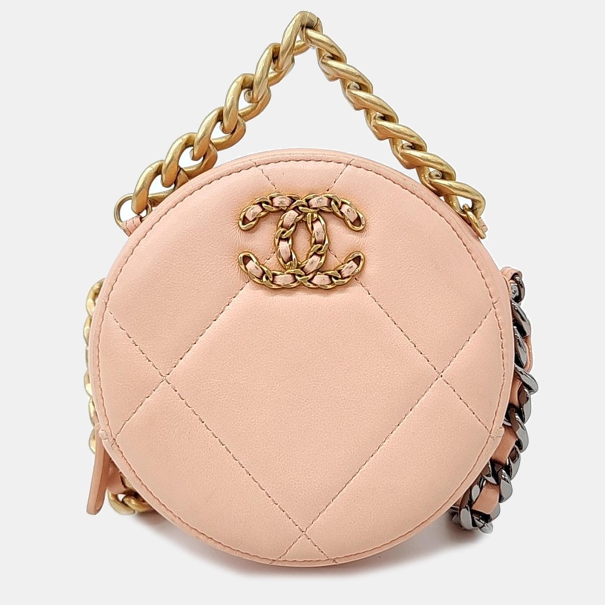 

Chanel Pink Leather 19 round mini Crossbody bag