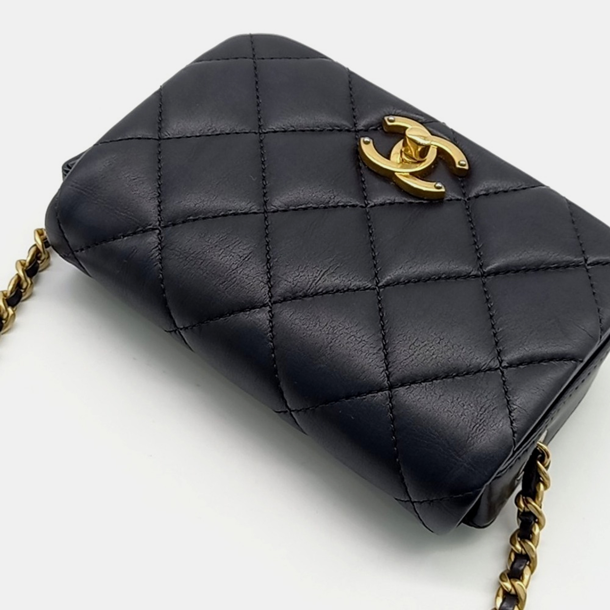 Chanel Black Leather Flap Chain Shoulder Bag 