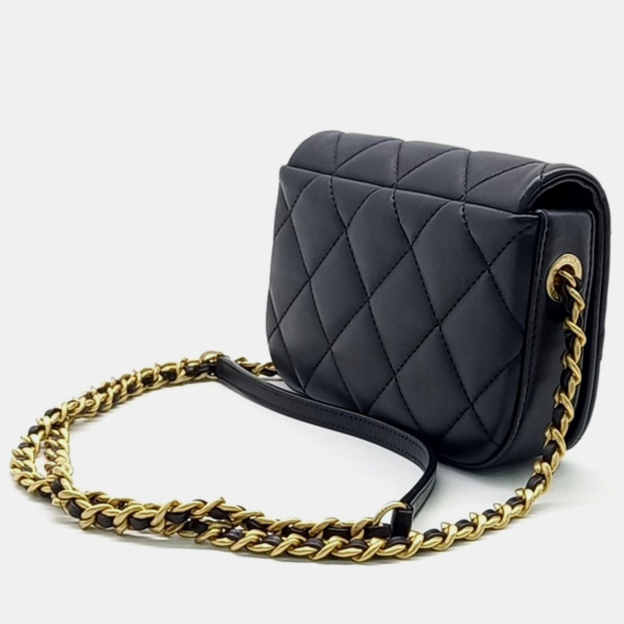 Chanel Black Leather Flap Chain Shoulder Bag 
