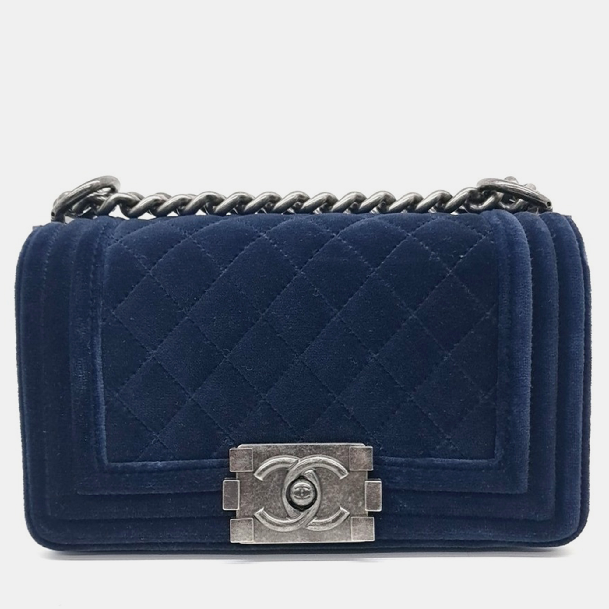 

Chanel Blue Velvet Boy Small Bag