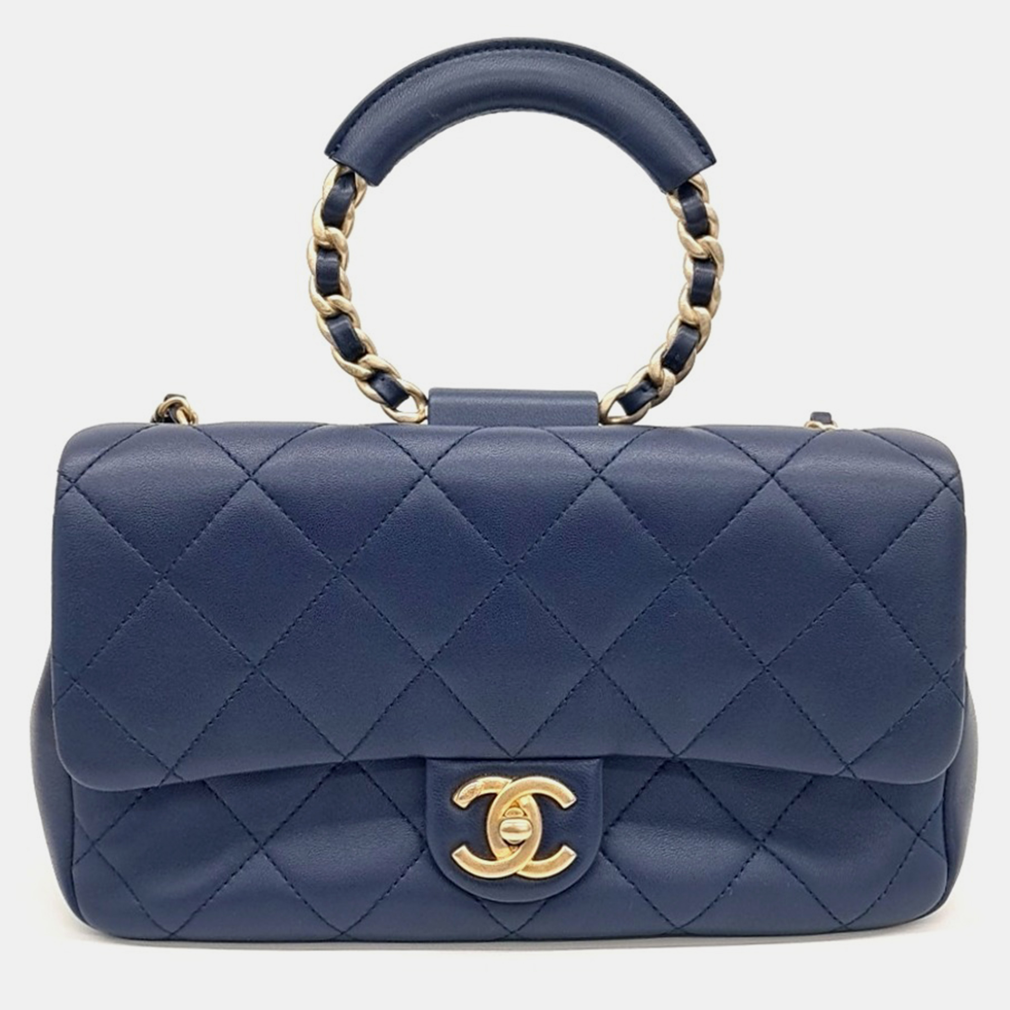 

Chanel Navy Blue Leather In The Loop Chain Shoulder Bag