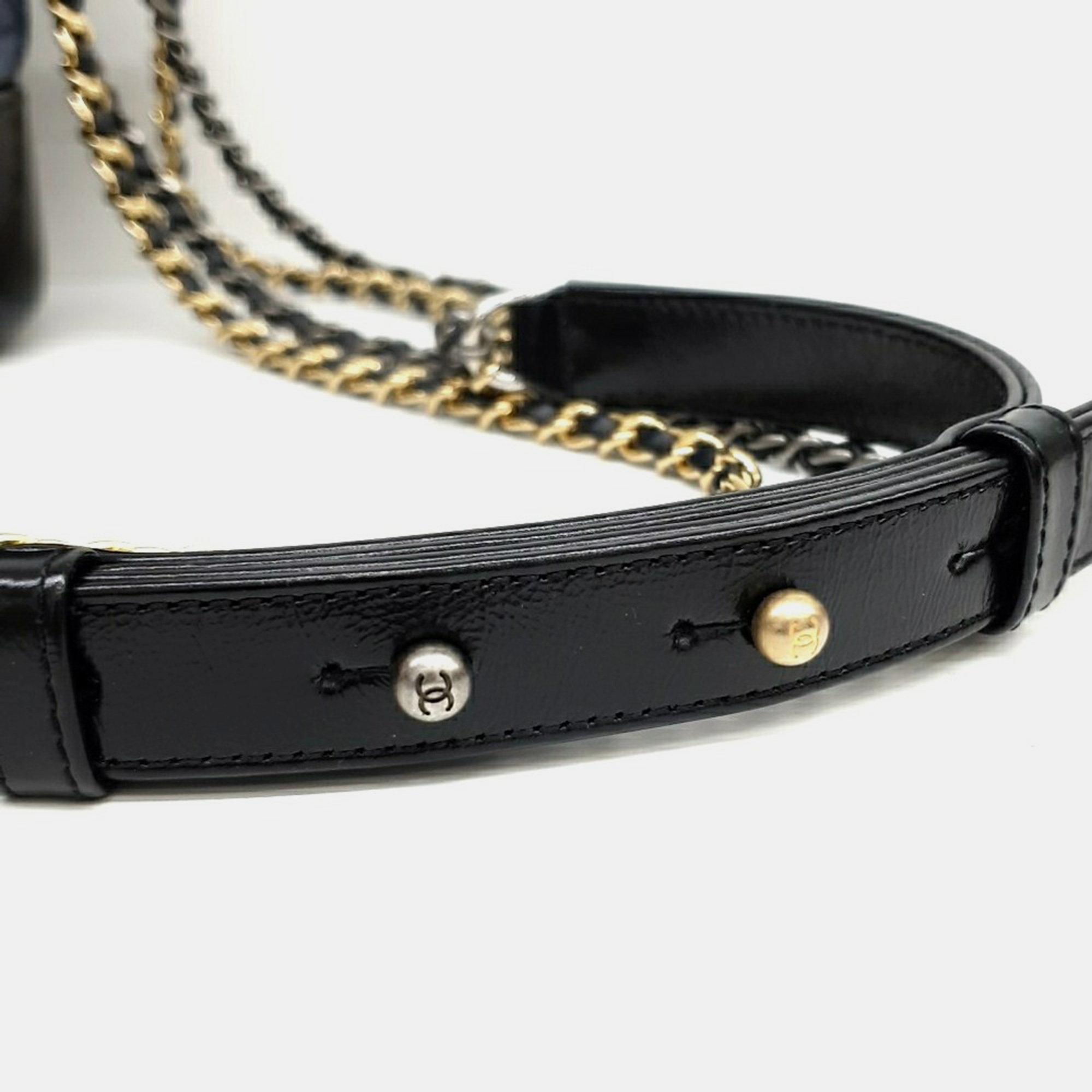 Chanel Black Navy Blue Leather Gabrielle Hobo Small Bag 