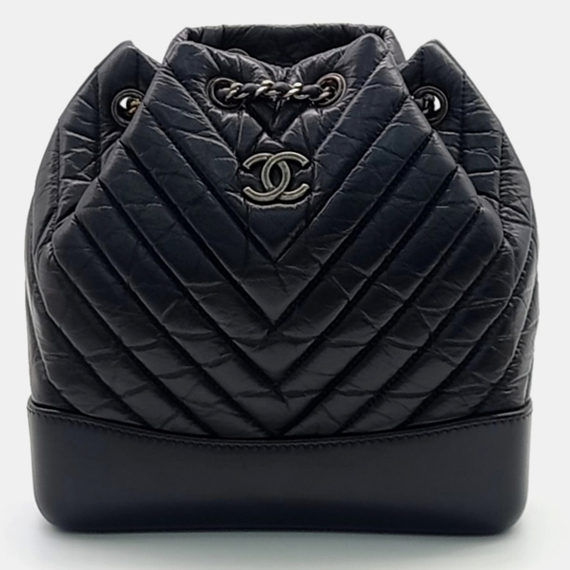 

Chanel Black Leather Chevron Gabrielle Small Backpack