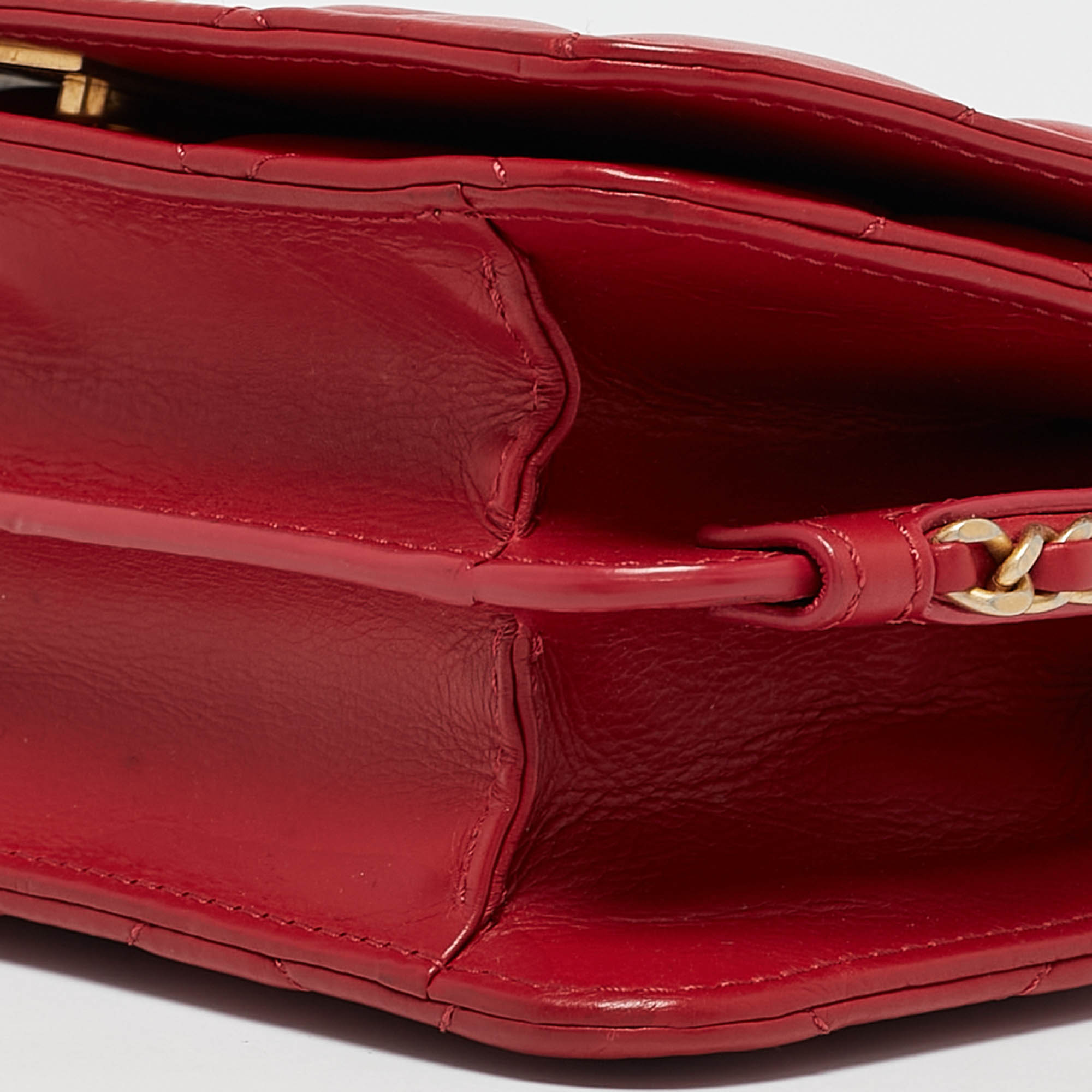 Chanel Red Quilted Leather Mini CC Full Flap Bag 