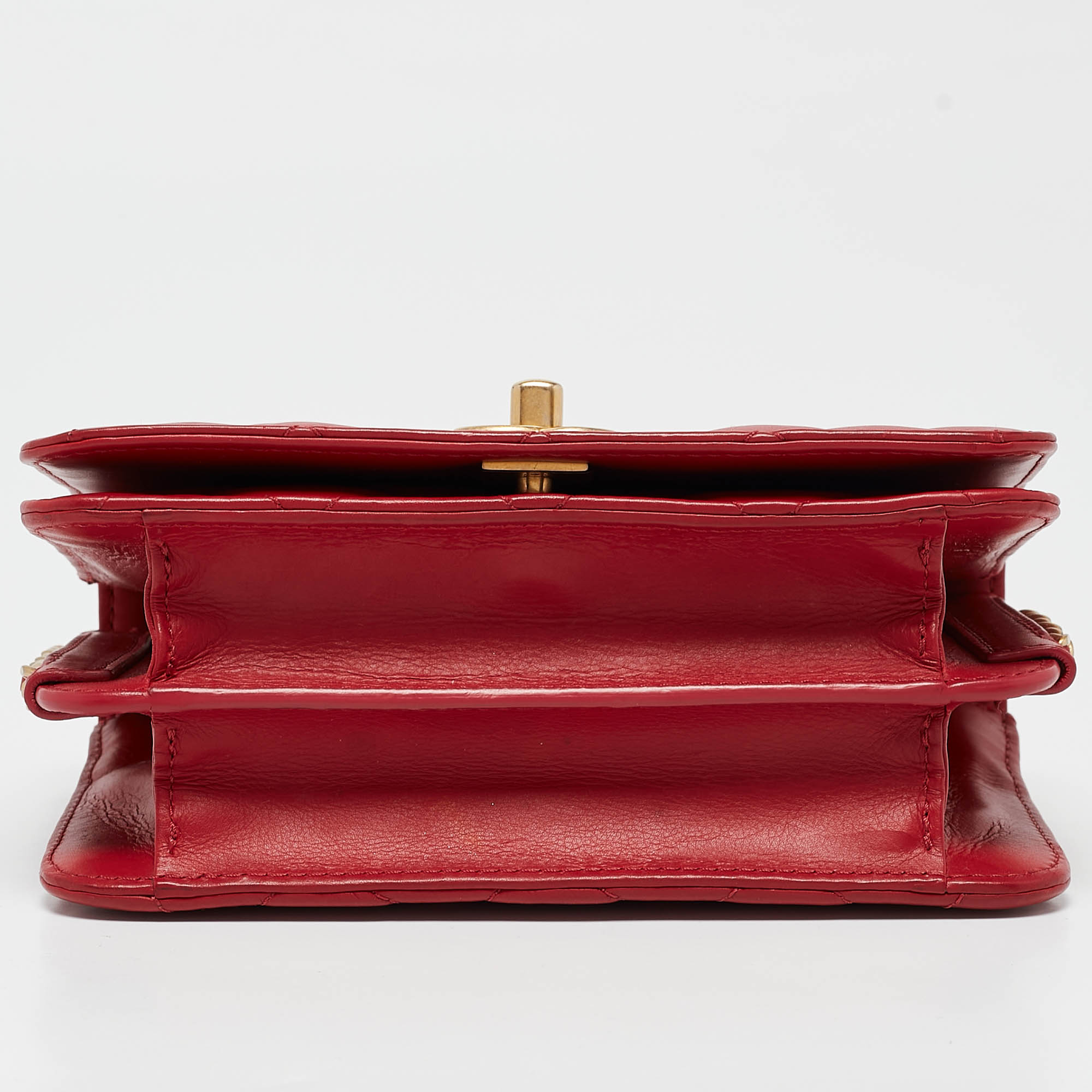 Chanel Red Quilted Leather Mini CC Full Flap Bag 