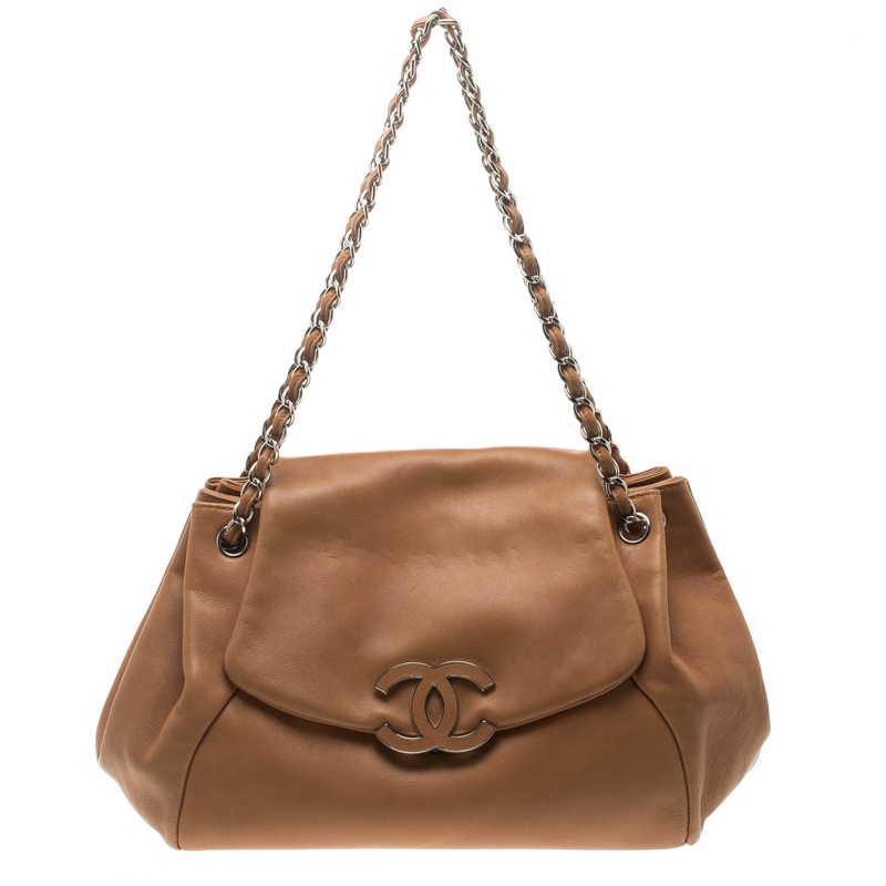 Chanel Light Brown Leather Sensual Accordion Flap Bag