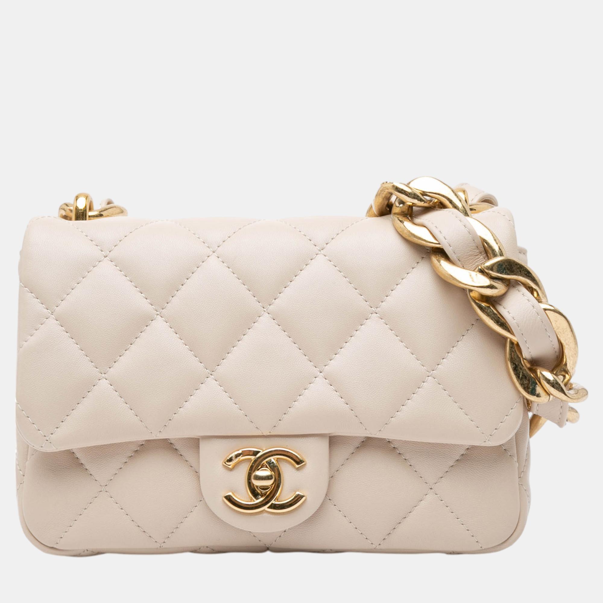 

Chanel Beige Small Quilted Lambskin Funky Town Flap