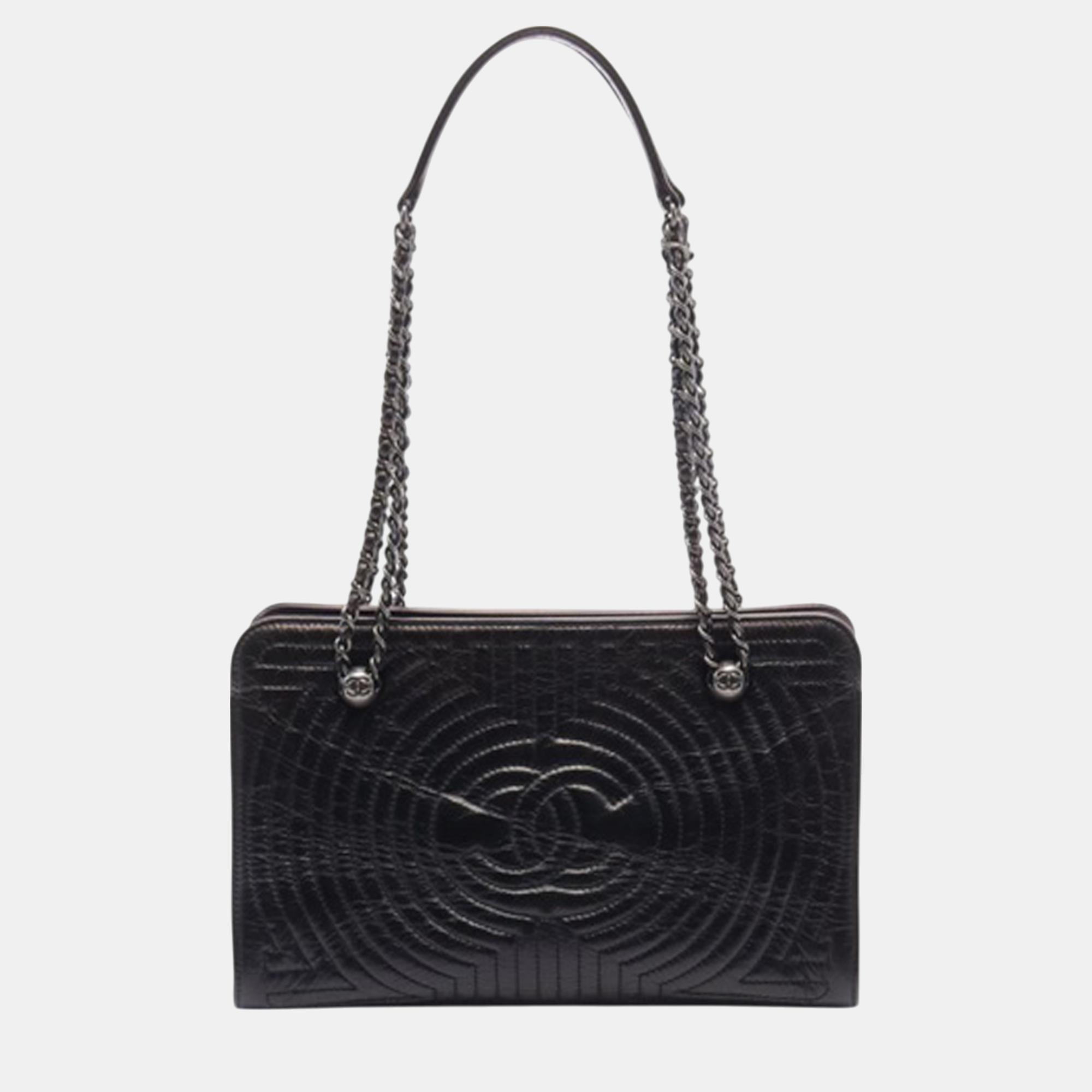 

Chanel Black Quilted Glazed Calfskin Korean Garden Tote